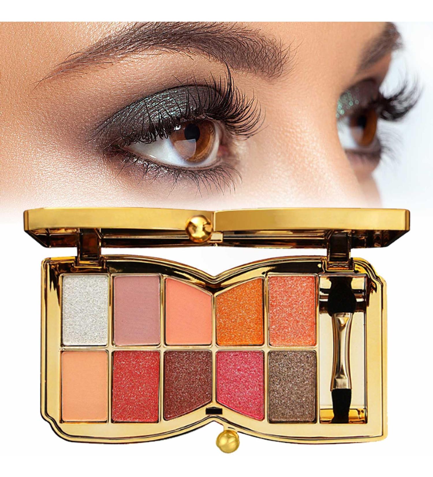 10 Colors Sparkle Shimmer Eyeshadow Palette Gold Eyeshadow Shimmer Makeup Palette Highly Pigmented Long Lasting Makeup Set Eye Shadow Palette Makeup 09 - Buy Online on GoSupps.com