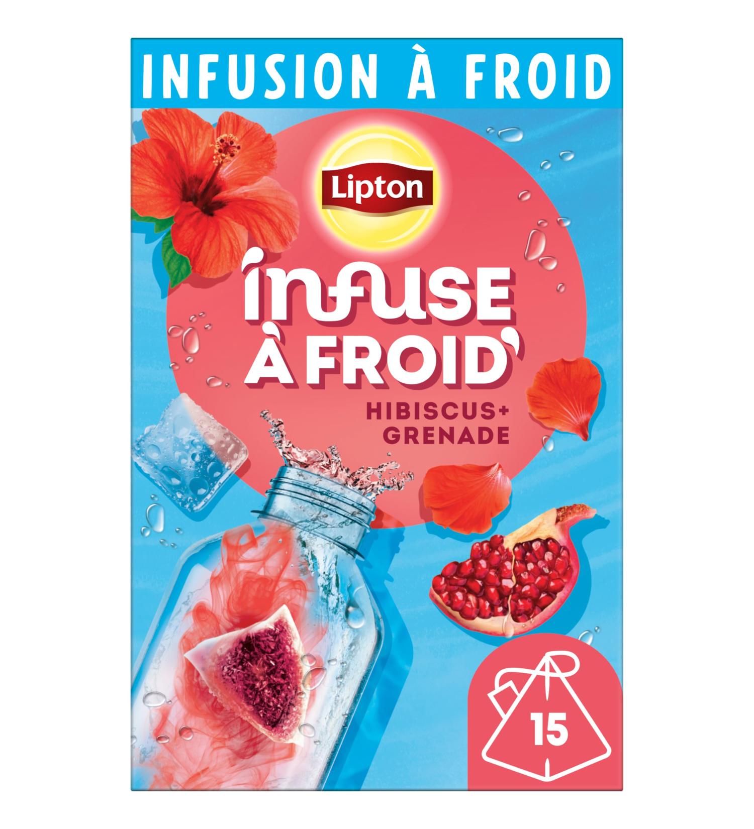 Hibiscus Pomegranate Lipton Cold Infusion Infused Cold Water Flavored Water Fitness & Healthy 15 Pyramid Bags - Buy Online on GoSupps.com