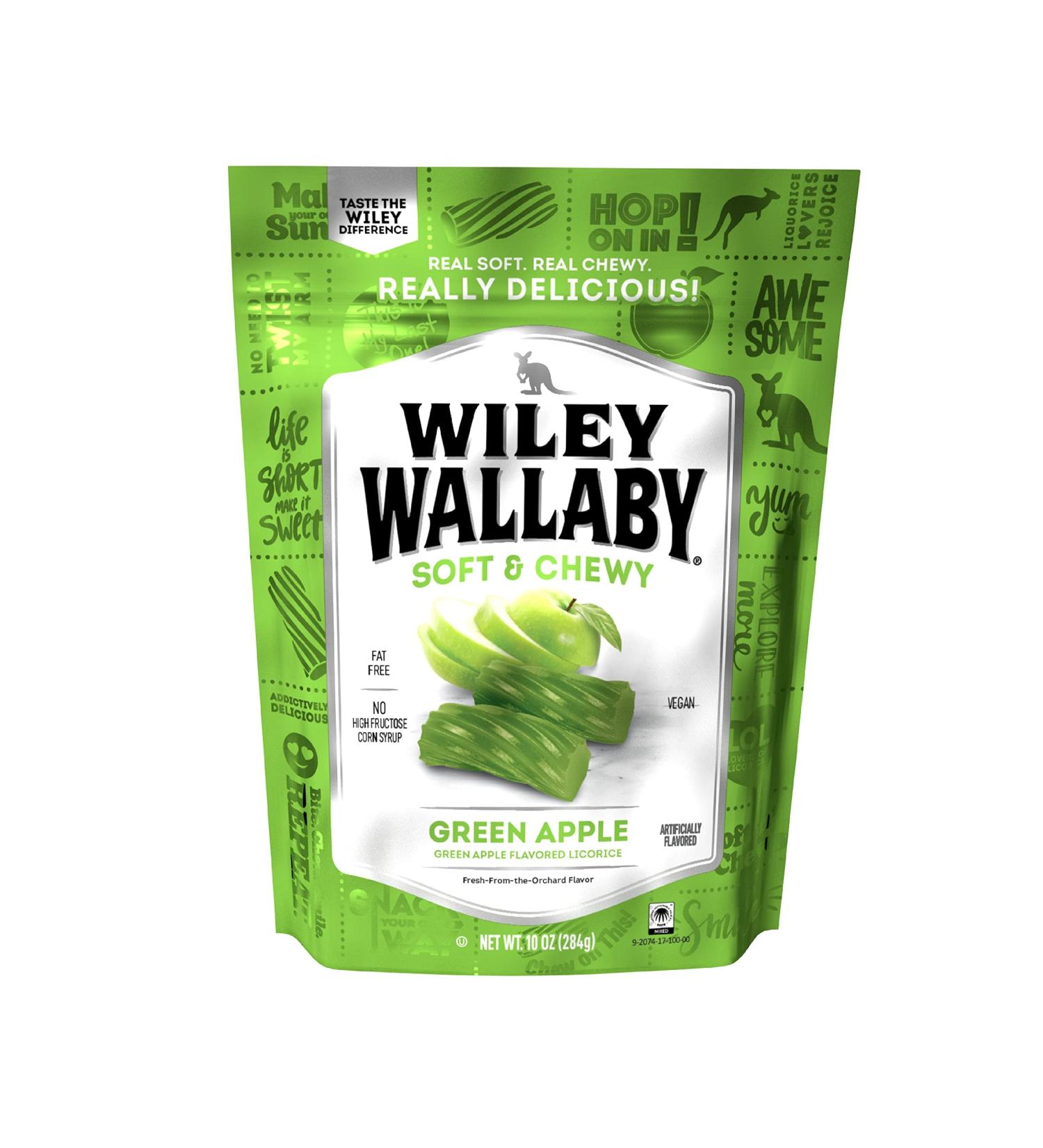 Wiley Wallaby Classic Gourmet Green Apple Licorice - 10 oz Soft & Chewy Australian Candy Twists - Buy Internationally - Buy Online on GoSupps.com