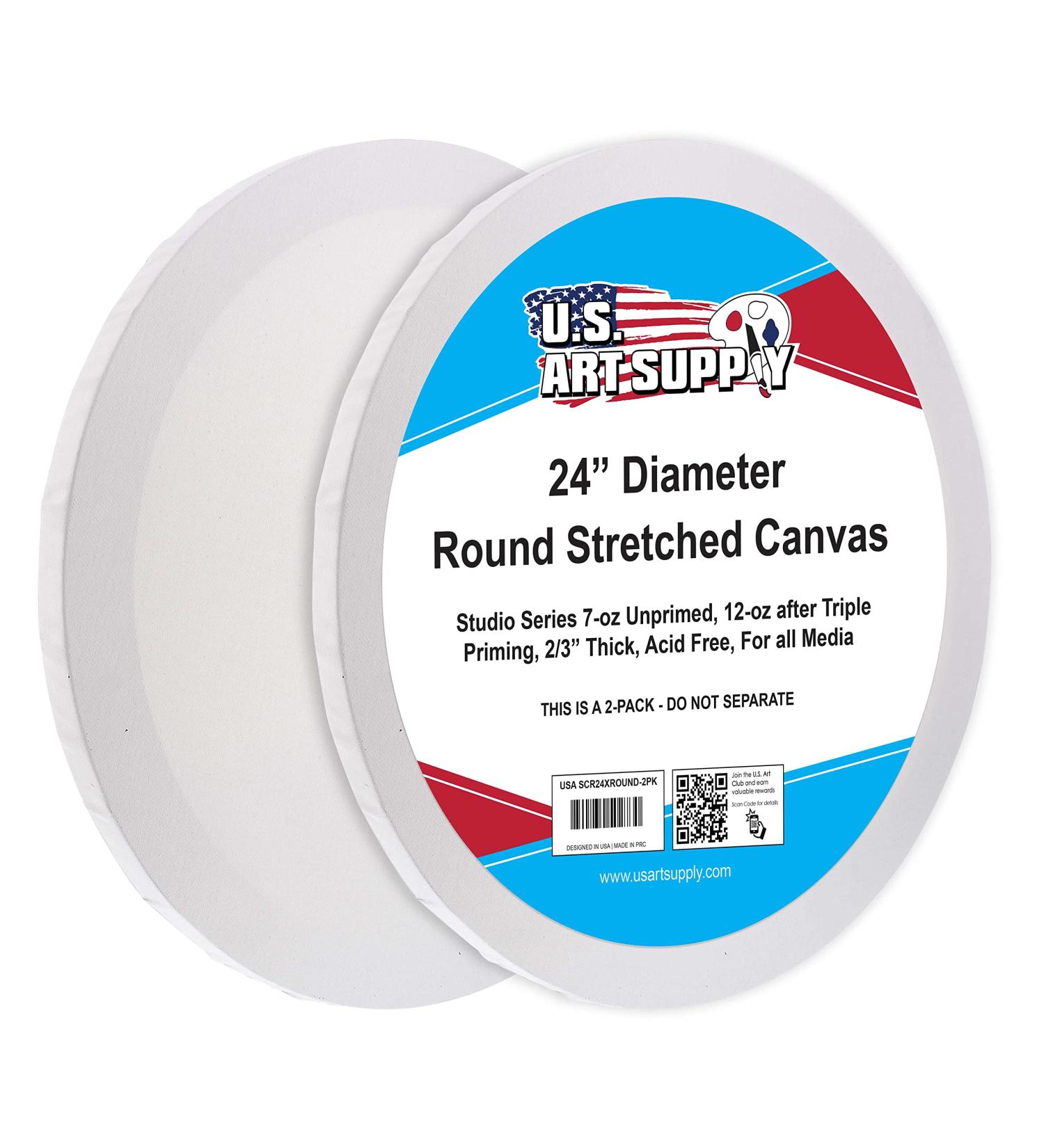 U.S. Art Supply 24 Round Stretched Canvas 2-Pack - 12oz Primed Gesso, Professional Quality, Acid-Free - Buy Online on GoSupps.com