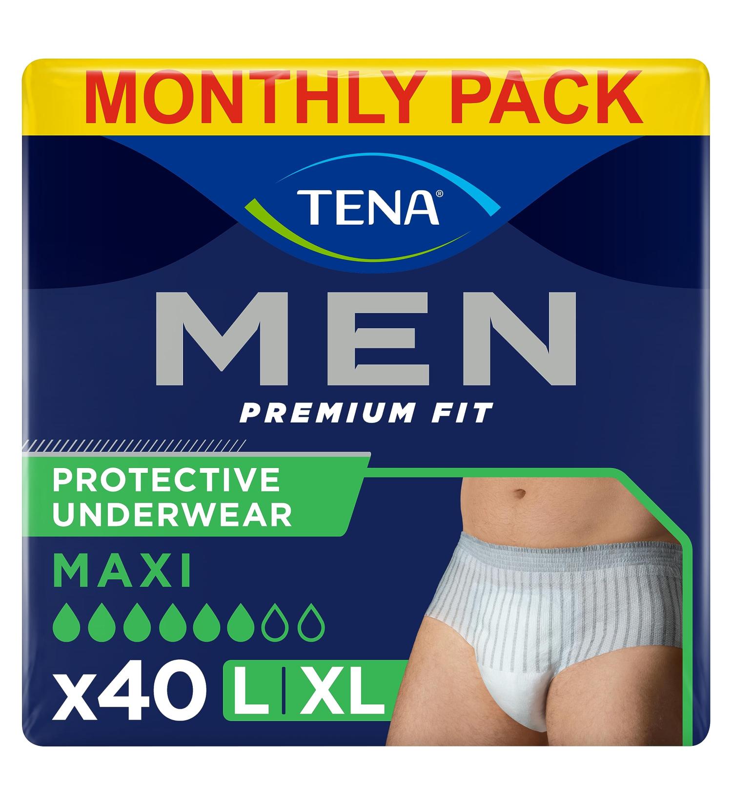 Tena Men Active Fit Pants Plus - Size L - 40 Disposable Pants for Medium to Severe Urine Loss - International Shipping Available - Buy Online on GoSupps.com