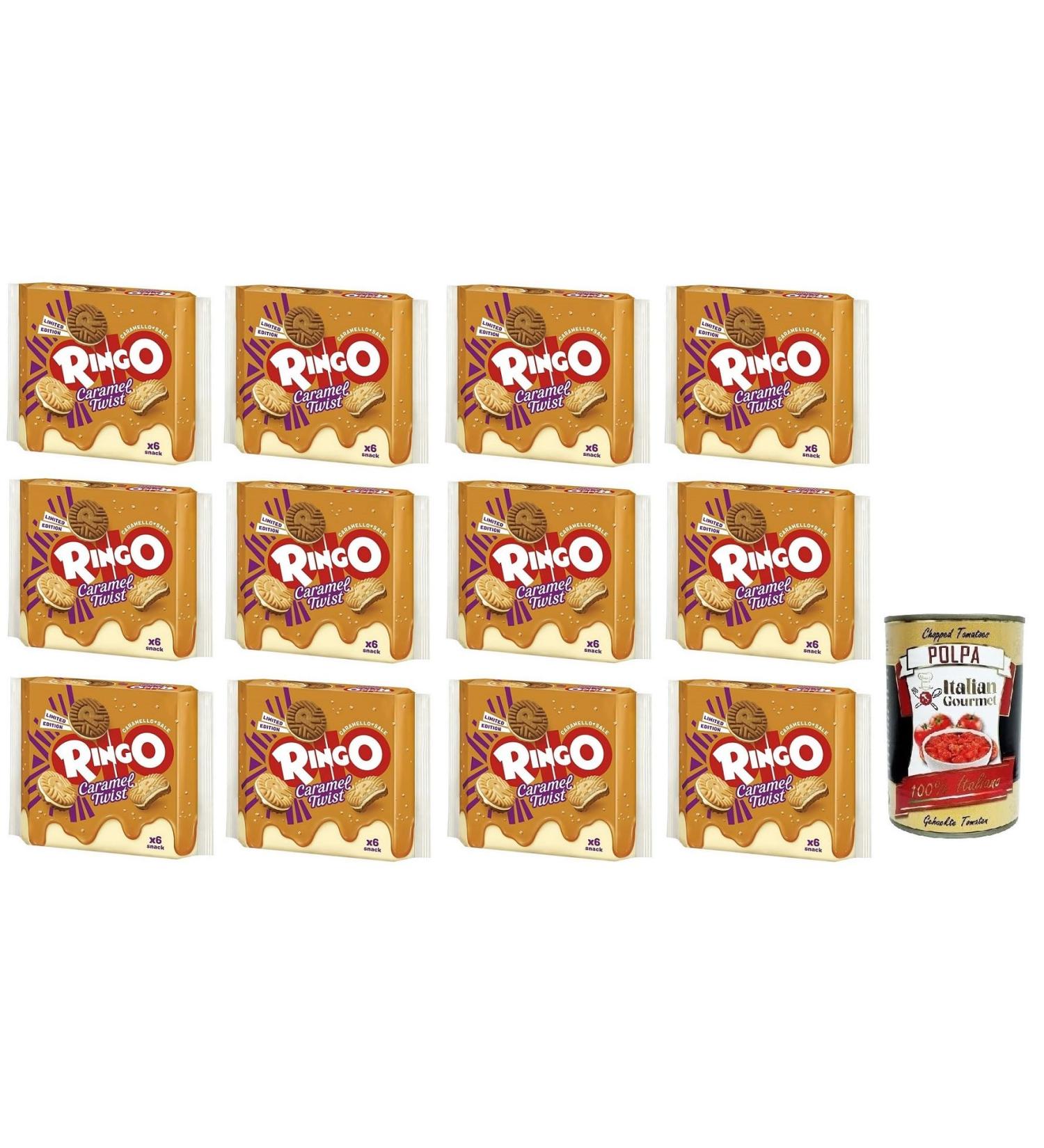  Italian Gourmet E.R. Ringo Caramel Twist Lot of 12 cookies topped with salted caramel cream 165 g Each package contains 6 individual servings + Gourmet Italian Tomato Pulp Tomato Pulp 400 g - Buy Online on GoSupps.com