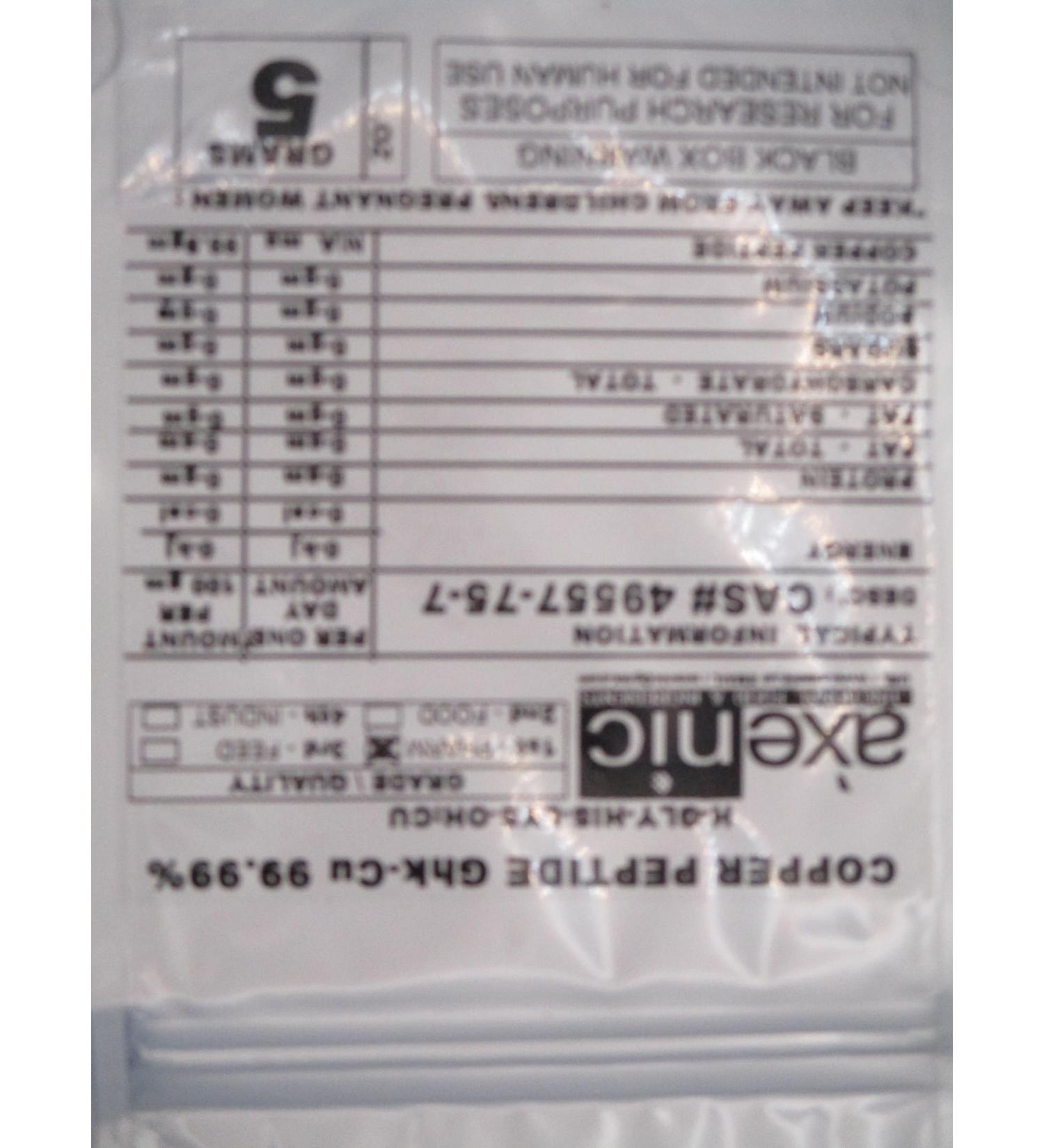 5 Grams Ghk-Cu Copper Peptide 99.9% Pure Powder CAS# 49557-75-7