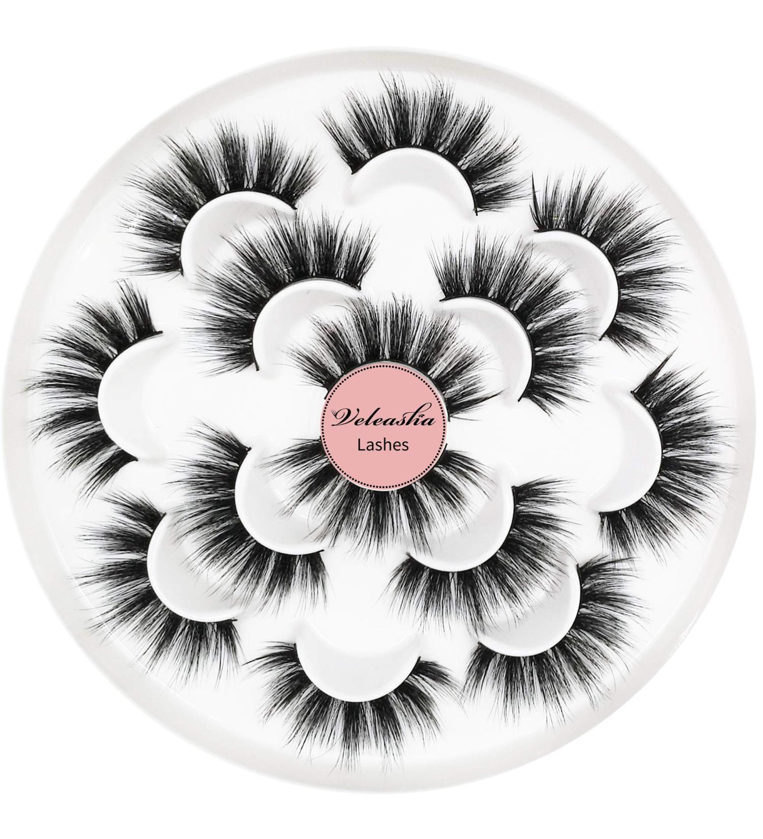 Veleasha 5D Faux Mink Handmade False Eyelashes - 7 Pairs Dubai | Luxurious Volume & Natural Fluffy Lashes - Buy Online on GoSupps.com