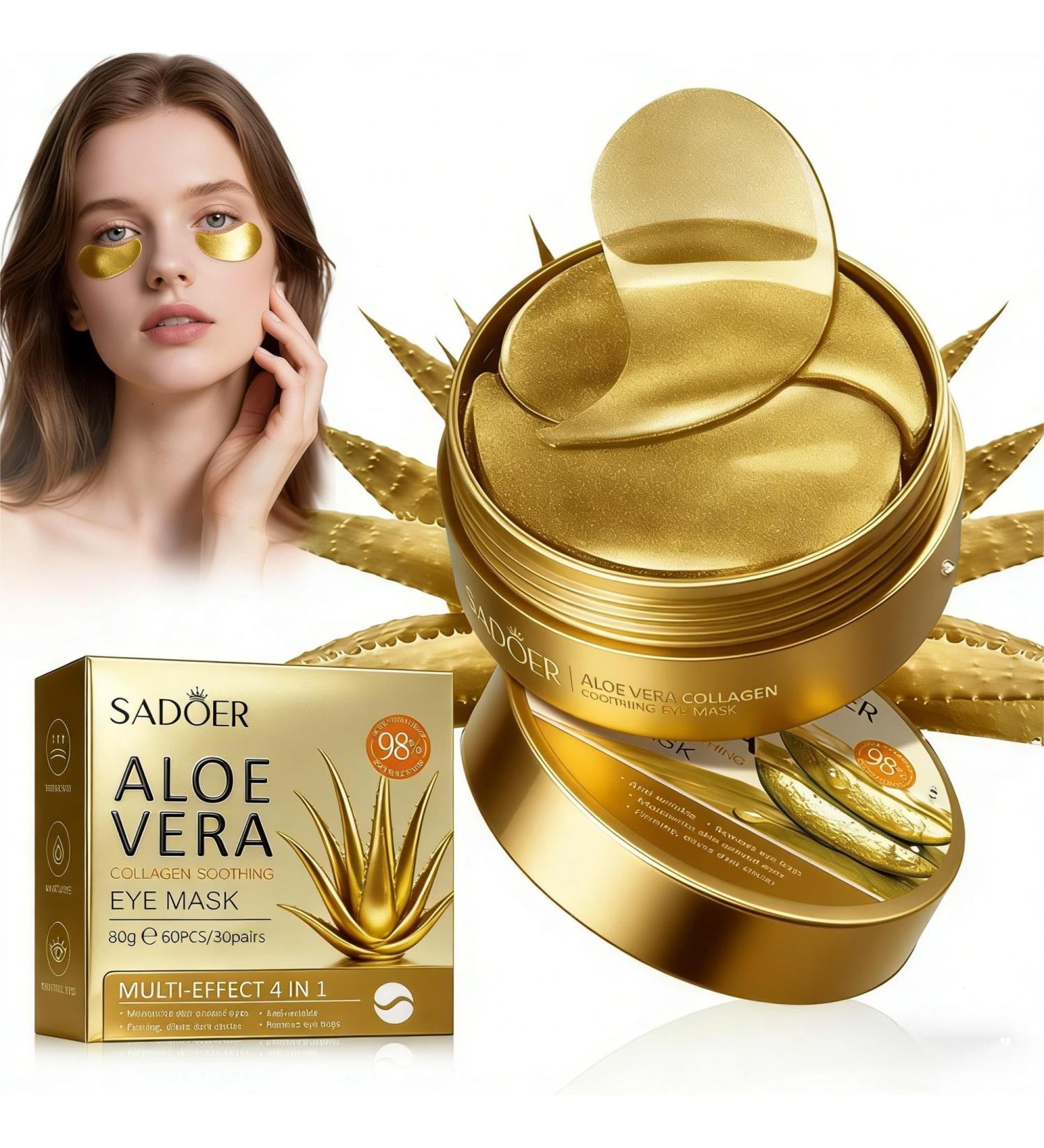60 Patchs Aloe Patch Yeux Hydratants Et Apaisants Soin Intensif Pour Le Contour Des Yeux Revitalise Le Regard Fatigu Utilisation Rapide Avant Le Maquillage Ou Le Matin