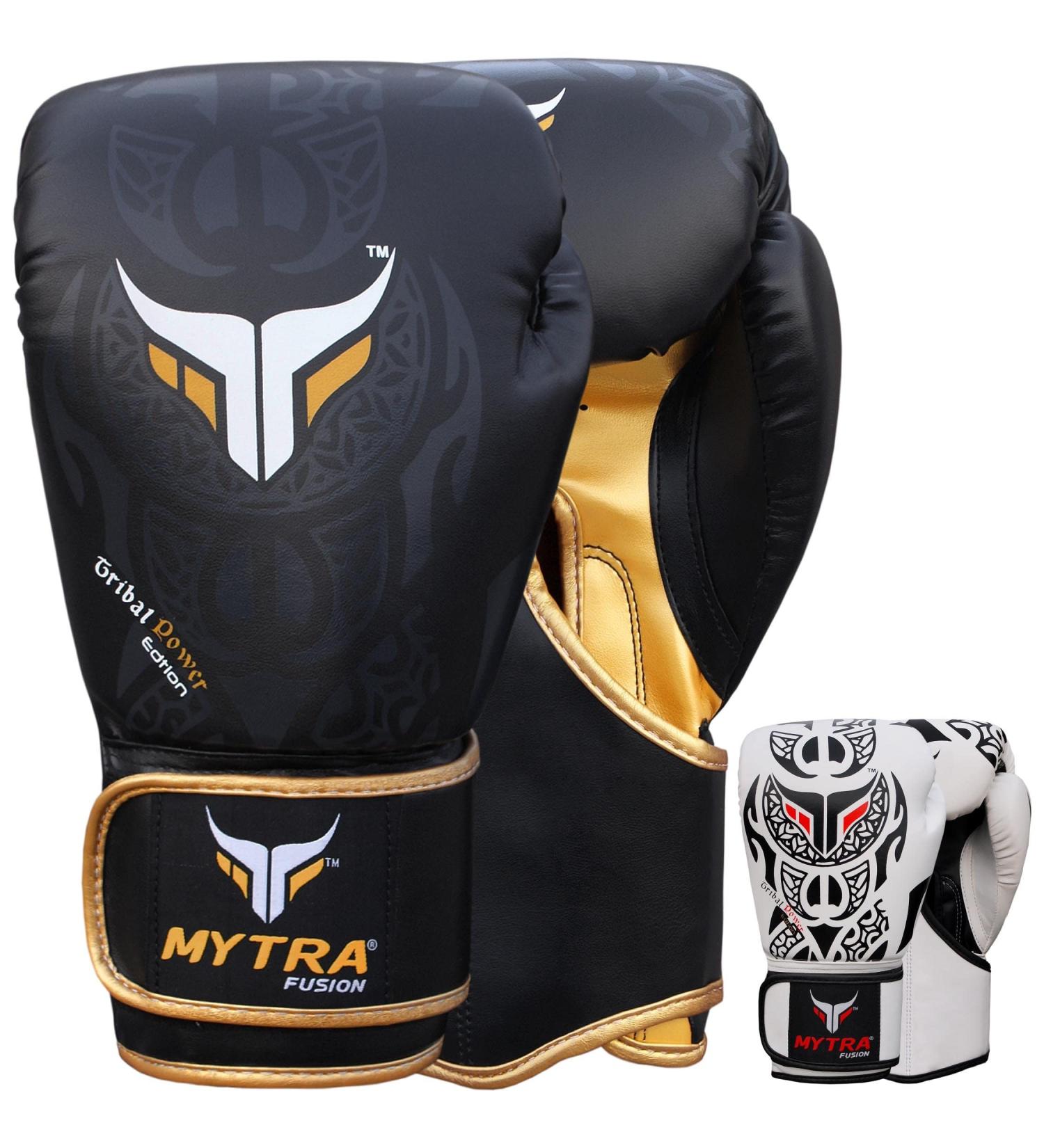 Buy Mytra Fusion Boxing Gloves - 10oz 12oz 14oz 16oz & 18oz MMA Training Punching Sparring & Kickboxing Gloves for Men & Women - Black/Gold - Buy Online on GoSupps.com