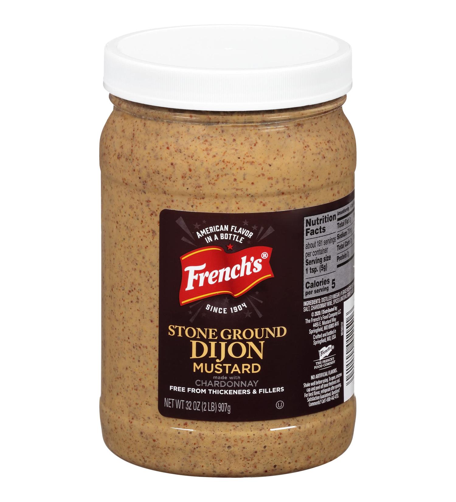French's Stone Ground Dijon Mustard 32 oz - Authentic Chardonnay Infused Dijon for Deli Sandwiches & Sauces - Buy Online on GoSupps.com