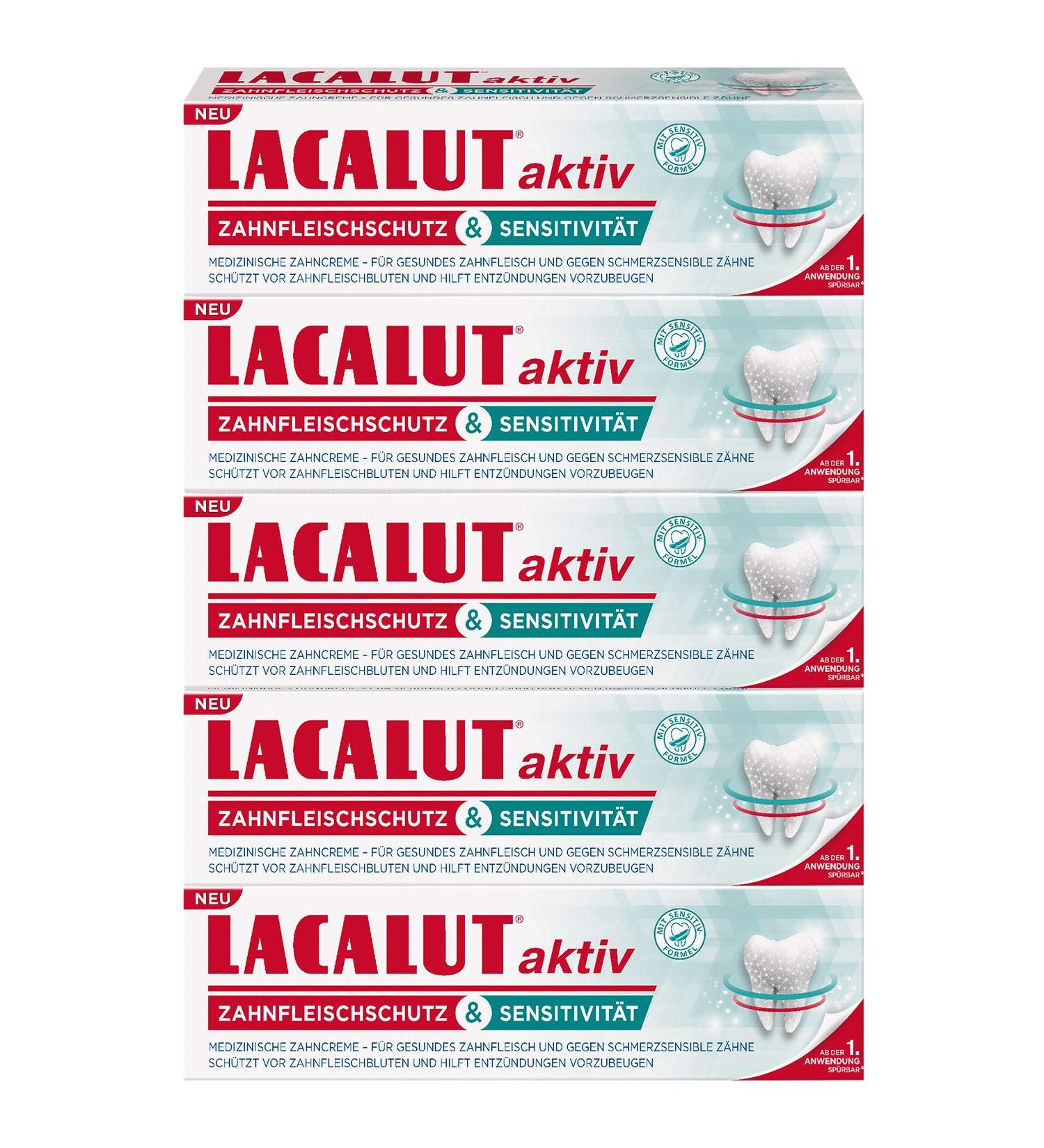Lacalut Active Gum Protection & Sensitivity Toothpaste 75ml - Strengthen Gums & Relieve Sensitive Teeth - Buy 5x75ml Internationally - Buy Online on GoSupps.com