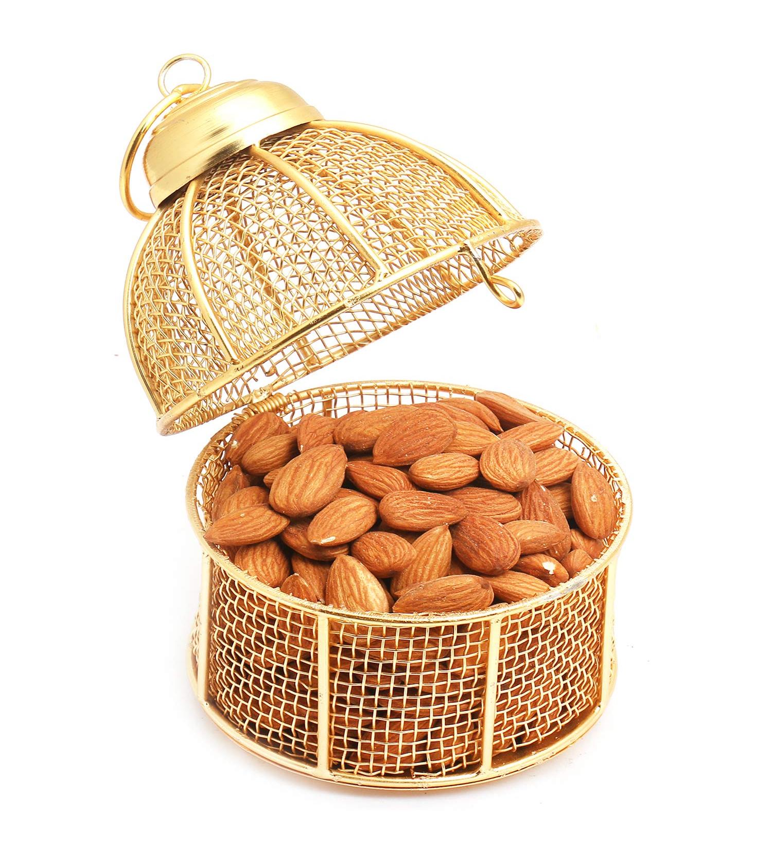 Ghasitaram Gifts Diwali Gifts Diwali Dryfruits - Cage with Almonds Diwali Gift Golden Cage with Almonds - Buy Online on GoSupps.com