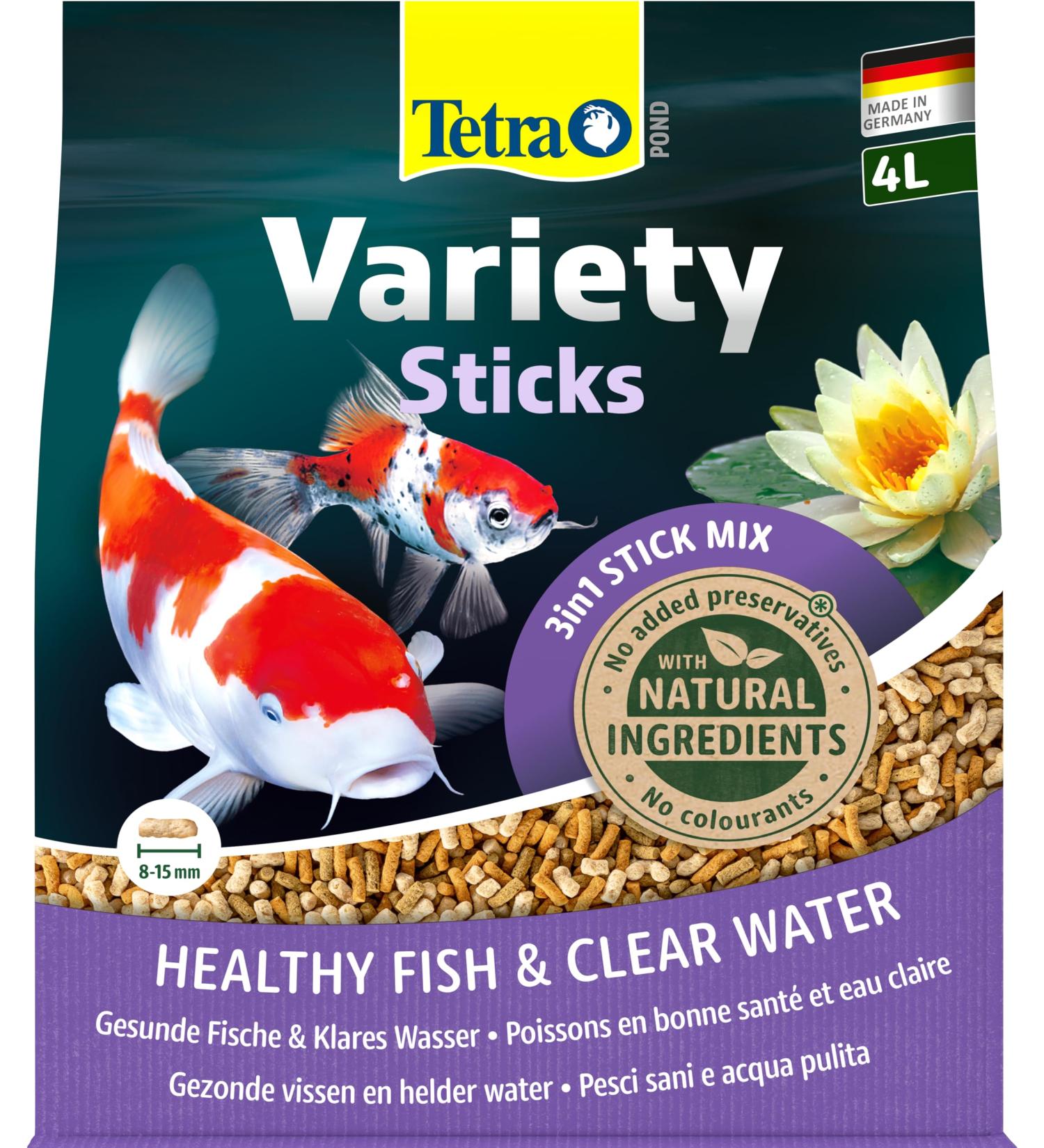 Tetra Pond Variety Sticks - Premium Fish Feed for Healthy Colorful Pond Fish - 4L Bag (600g) - Buy Online on GoSupps.com