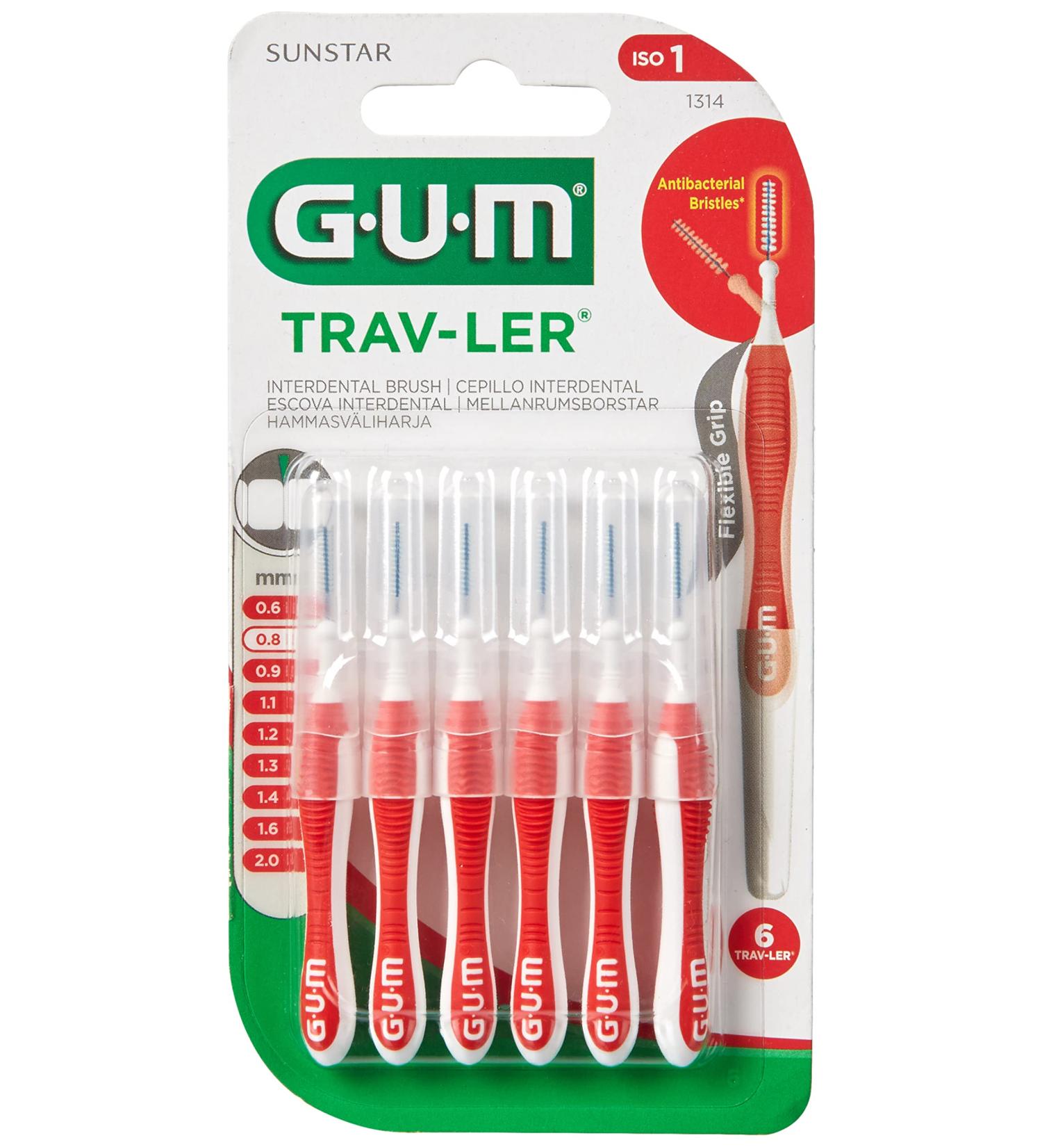 Gum Trav-Ler 1314 Cep Interdent Travel Brushes - 6-Piece Red Pack for Effective Oral Care - Buy Online on GoSupps.com