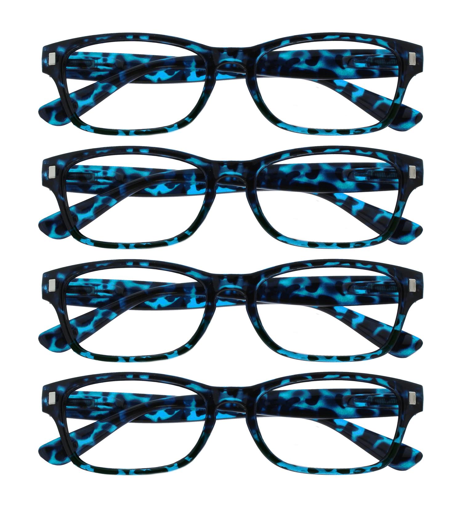 Blue Schildpatt Reading Glasses 4-Pack for Men & Women - UV Protection +2.50 Diopters Clear Lens - Stylish & Affordable - Buy Online on GoSupps.com