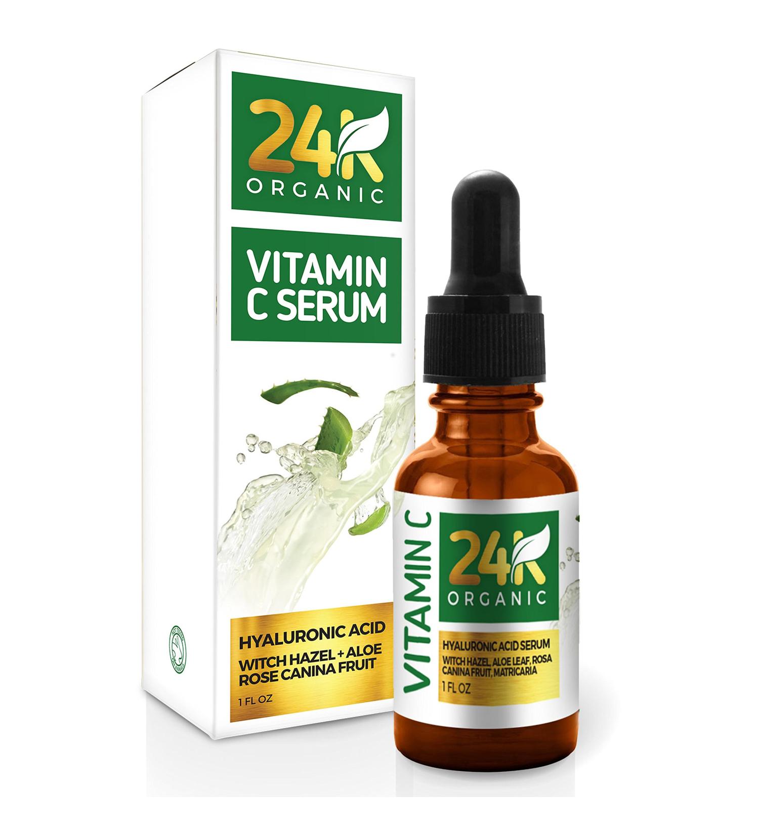 Buy 24K Vitamin C Serum for Face - Anti-Aging Facial Serum with Hyaluronic Acid & Aloe - 1 fl oz - International Shipping - Buy Online on GoSupps.com