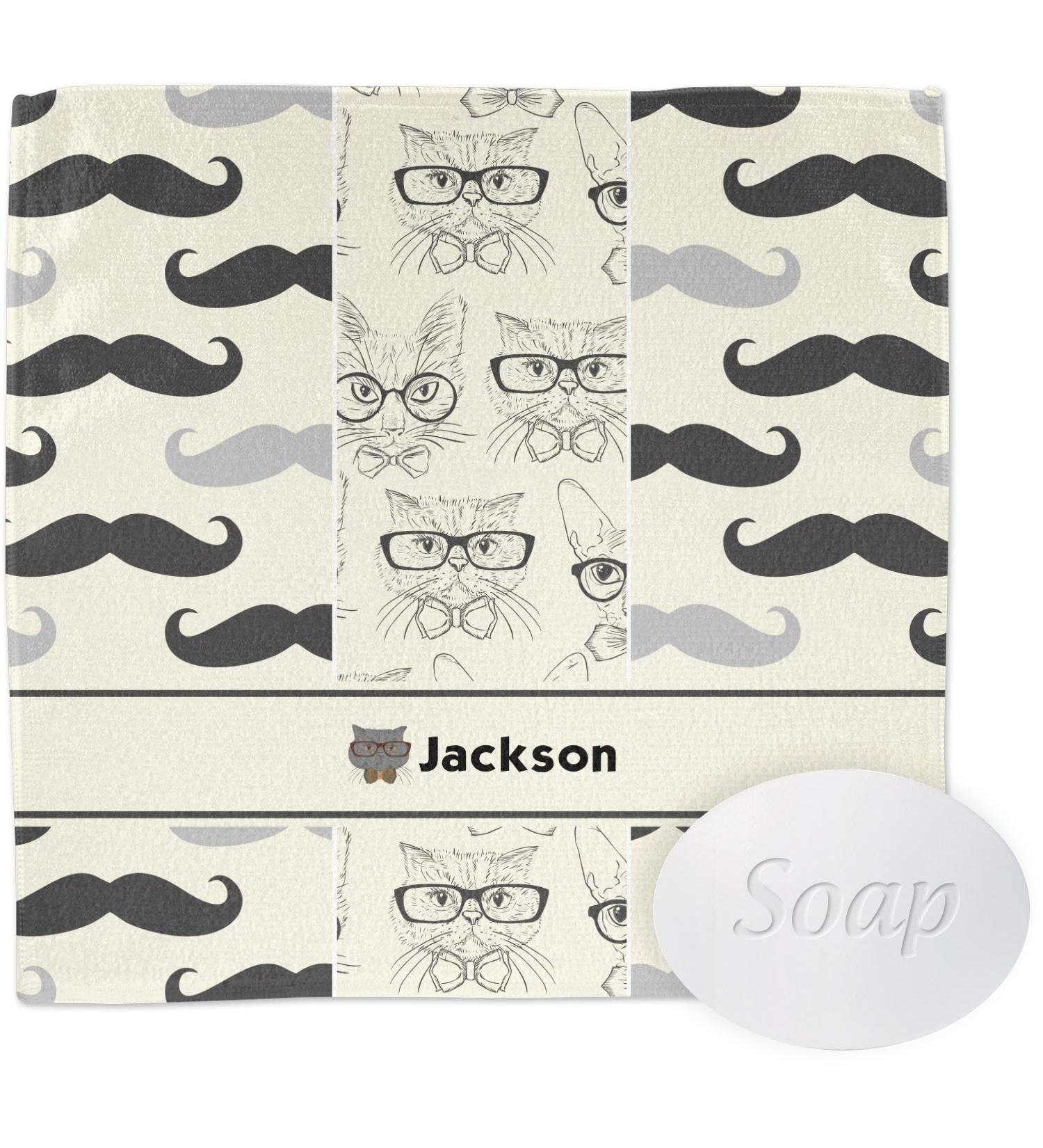 YouCustomizeIt Personalized Hipster Cats & Mustache Washcloth