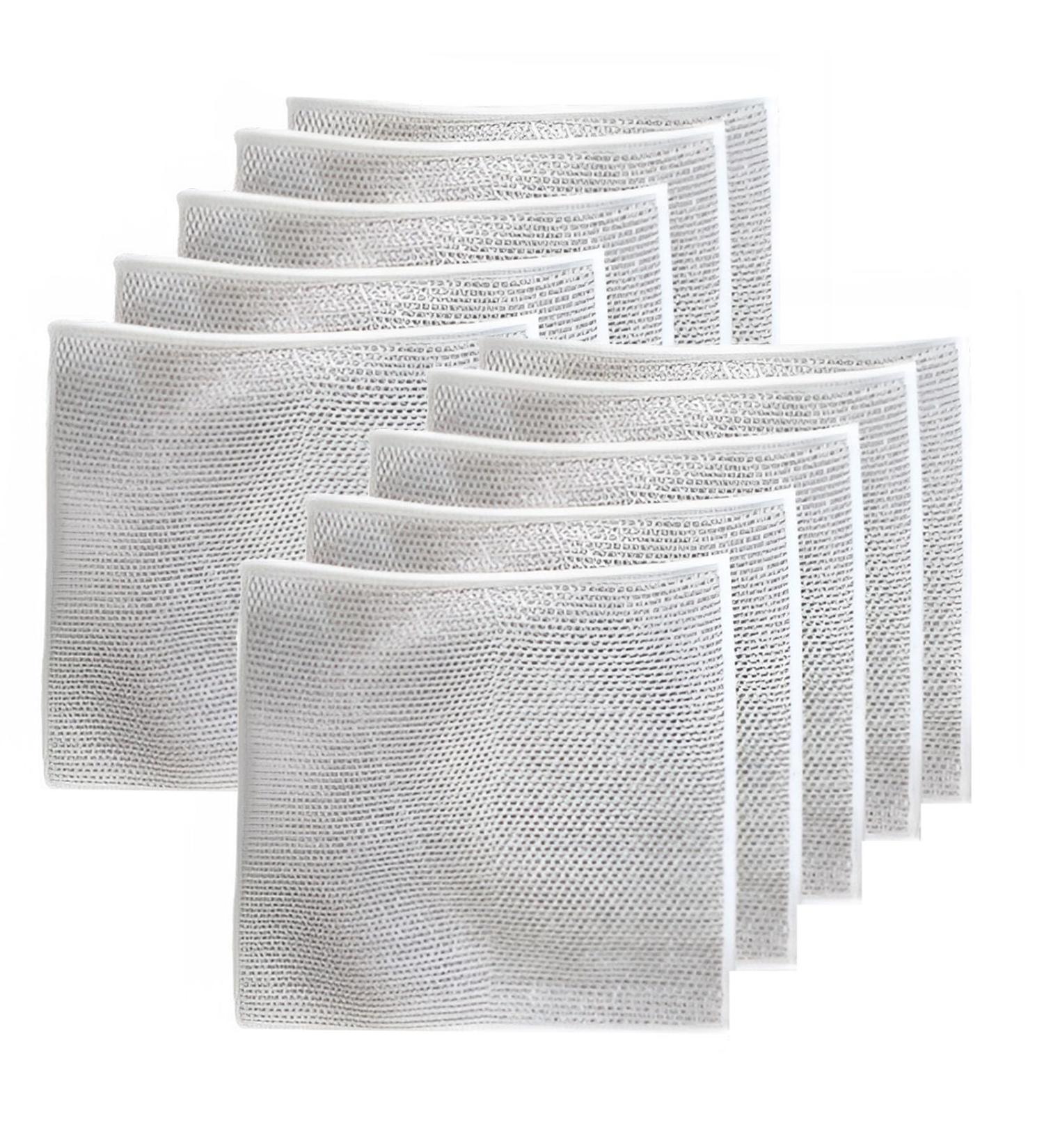 Multipurpose Wire Dishwashing Rags for Wet and Dry Double Layer Reusable Cleaning Cloths Dish for Pan Pot Dish Stovetop Kitchen Household (Silver 10PCS) - Buy Online on GoSupps.com