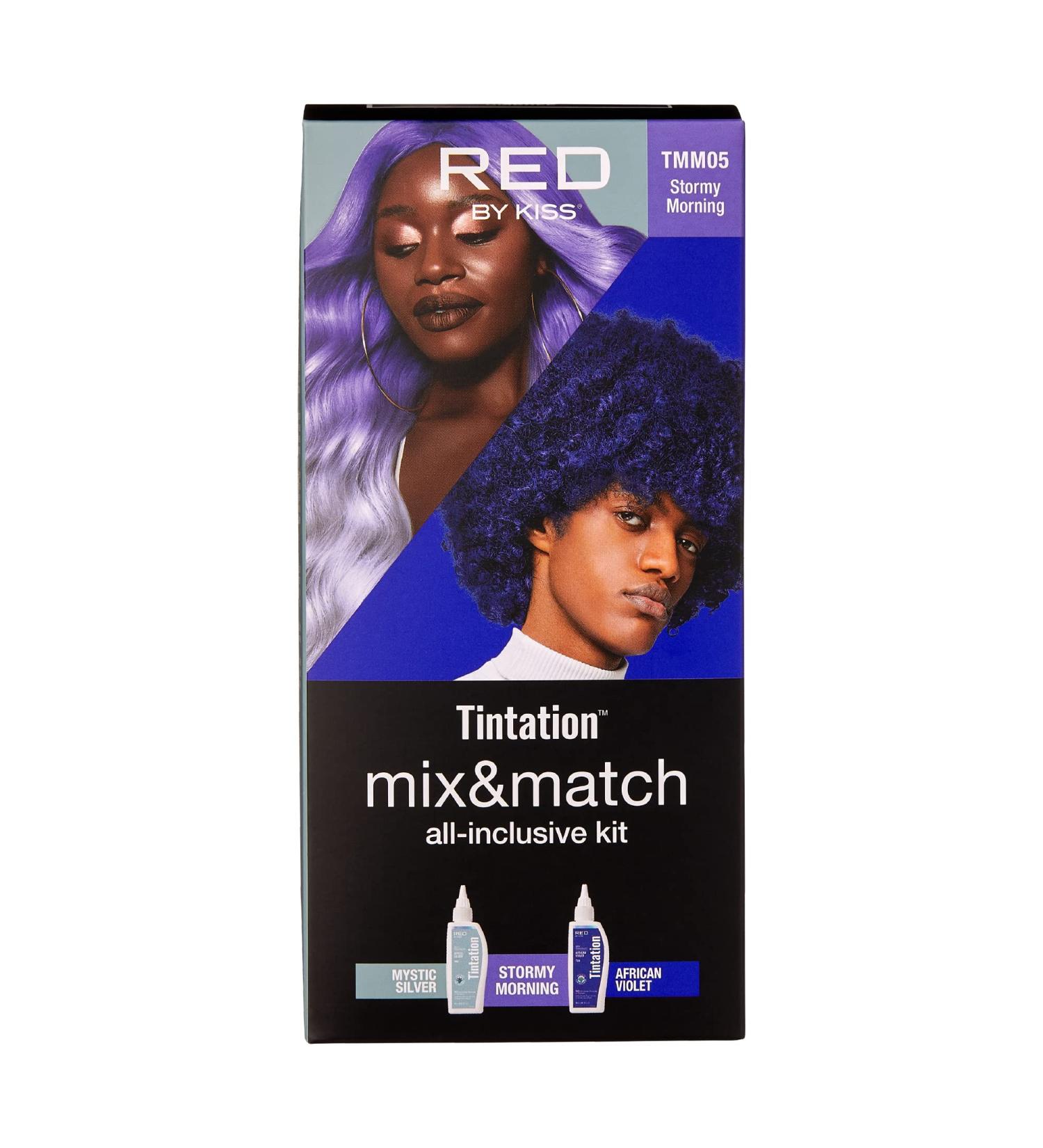 RED by Kiss Hair Color Kit - All-Inclusive Tintation with Bleach & Semi-Permanent Colors (Stormy Morning) - International Shipping Available - Buy Online on GoSupps.com