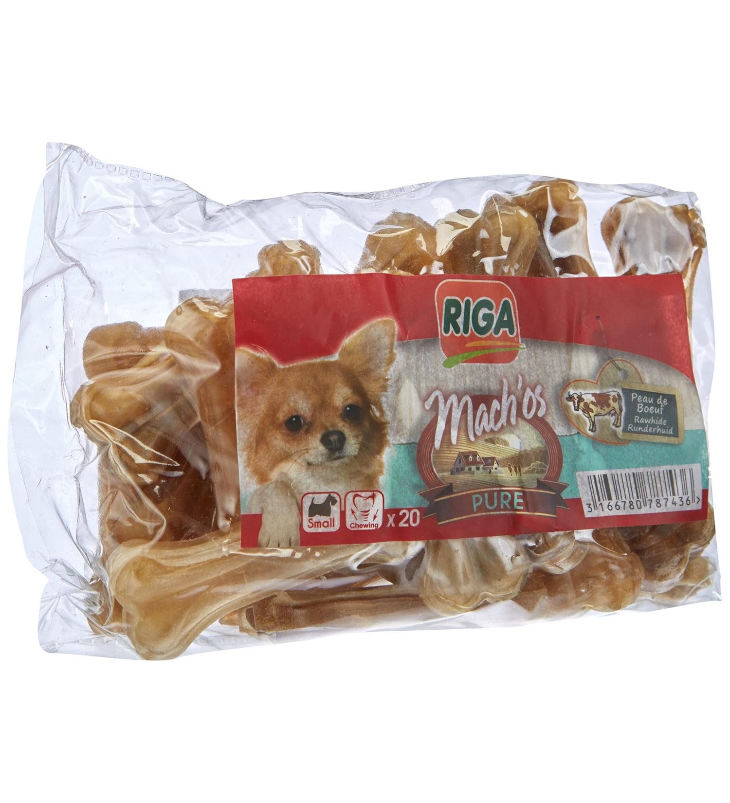 Riga Mach'os Cowhide Chewing Bones for Dogs - 20 Pack | Dental Care & Long-Lasting Chewing Pleasure - Buy Online on GoSupps.com