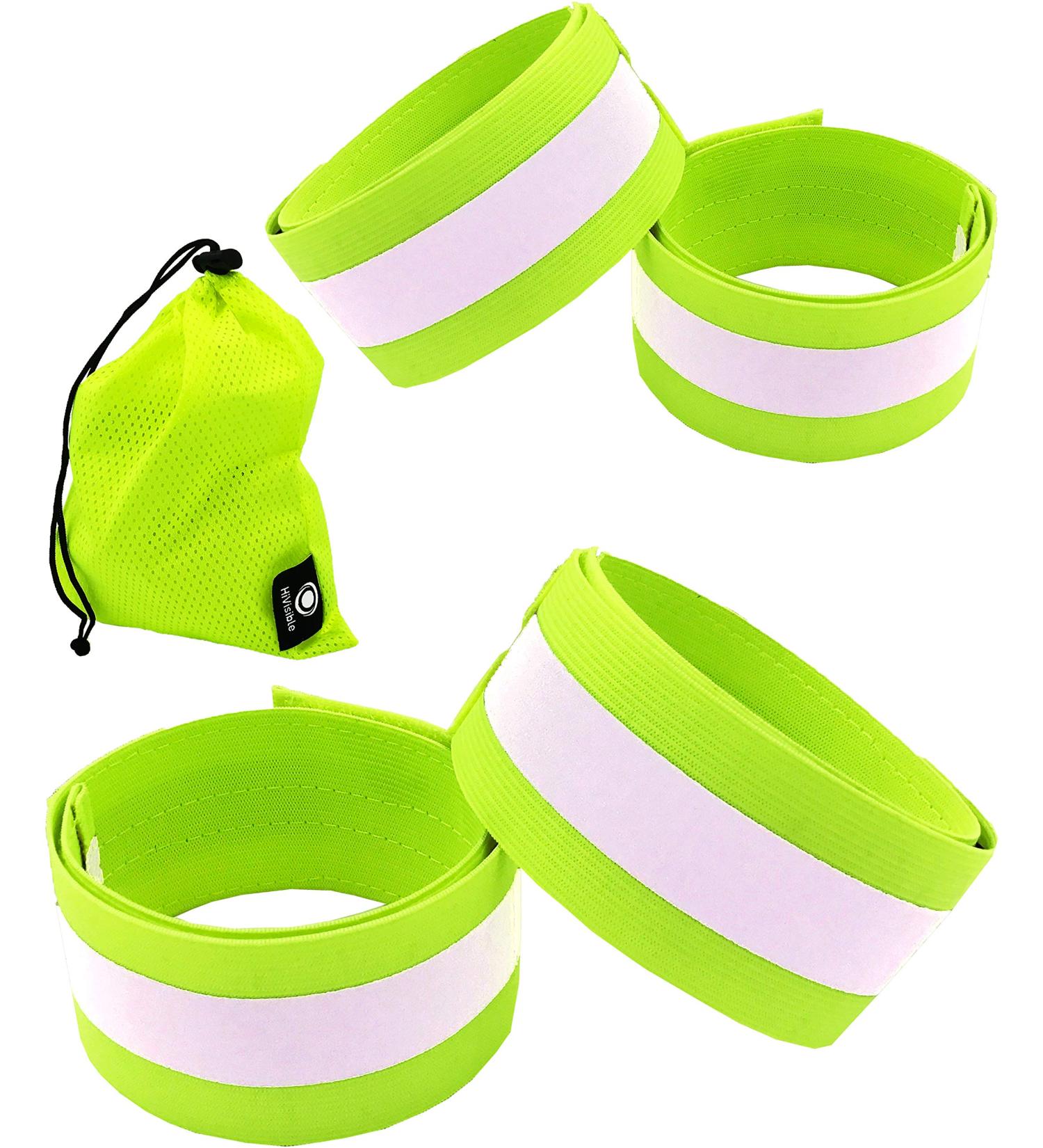 Reflective Bands Set for Cyclists and Runners - Green Arm, Ankle, Wrist, and Leg Straps - 4 Pack - Buy Online on GoSupps.com