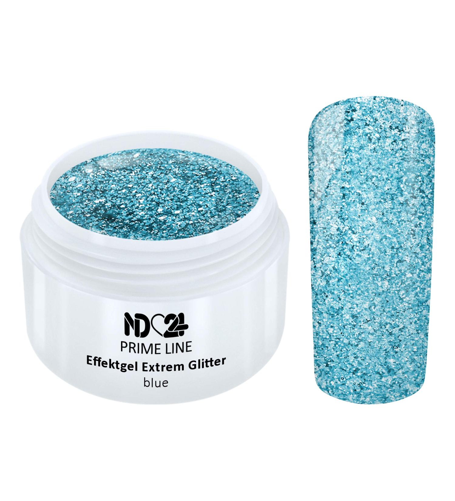 Prime Line - Uv Led Gel Extrem Glitter Effekt Blue Glitzer Blau - Made in Germany - 5ml