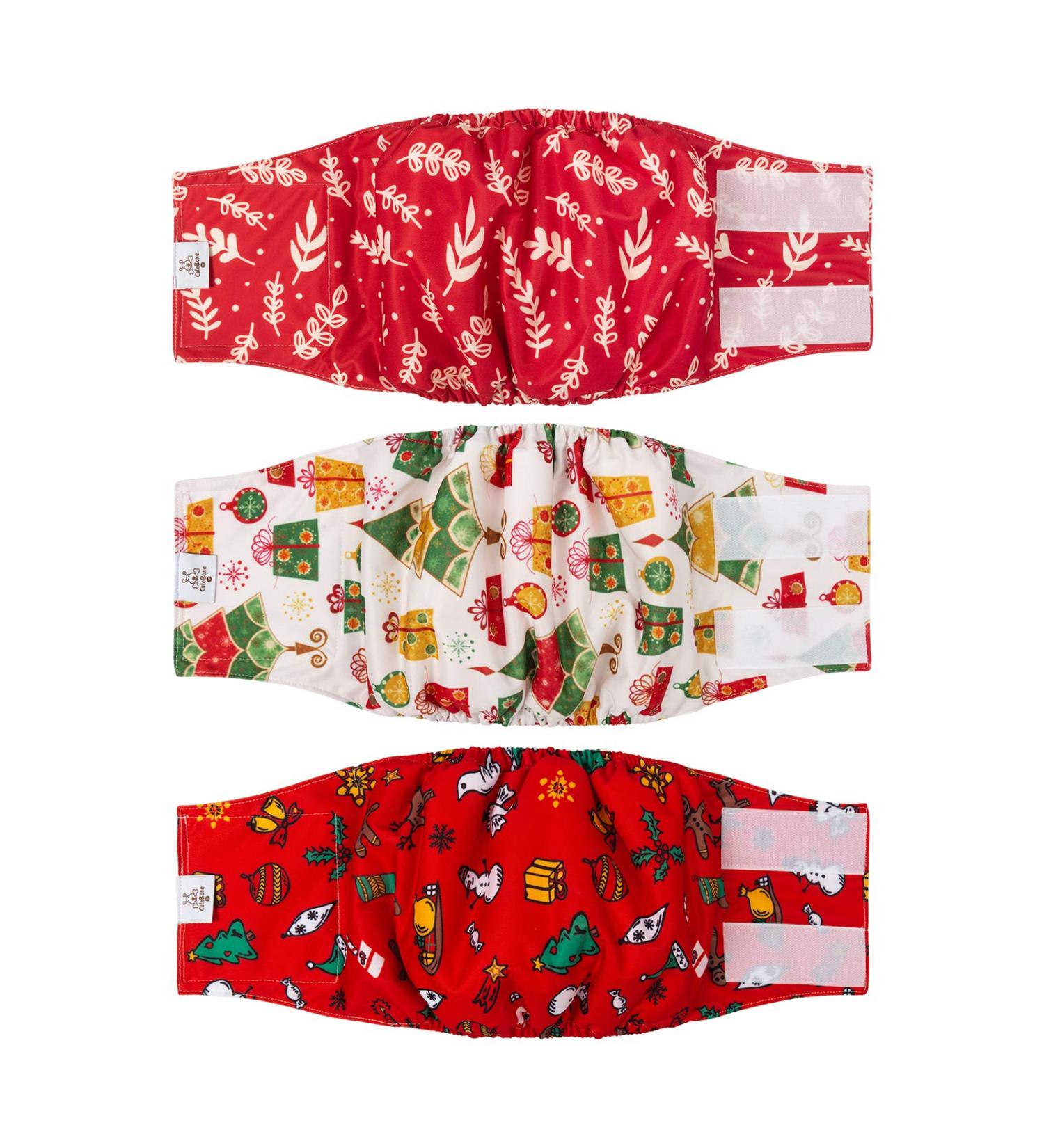 Buy Cuteebone Male Washable Dog Diapers Belly Bands - 3 Reusable High-Suction Wraps with Velcro | Perfect Christmas Gift for Dogs (L 43-53.5cm) - Buy Online on GoSupps.com
