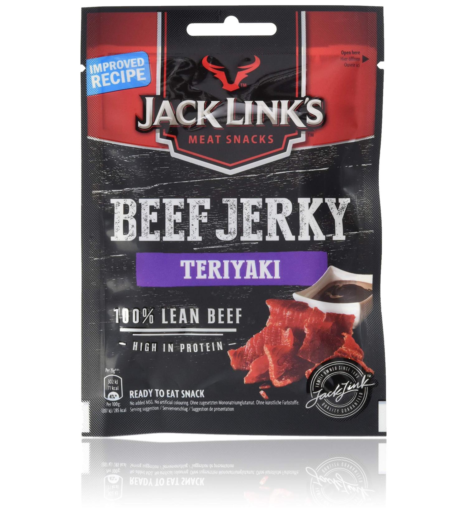 Jack Left Teriyaki Beef Jerky - High Protein Dry Meat Snack | 50g Pack - Buy Online on GoSupps.com