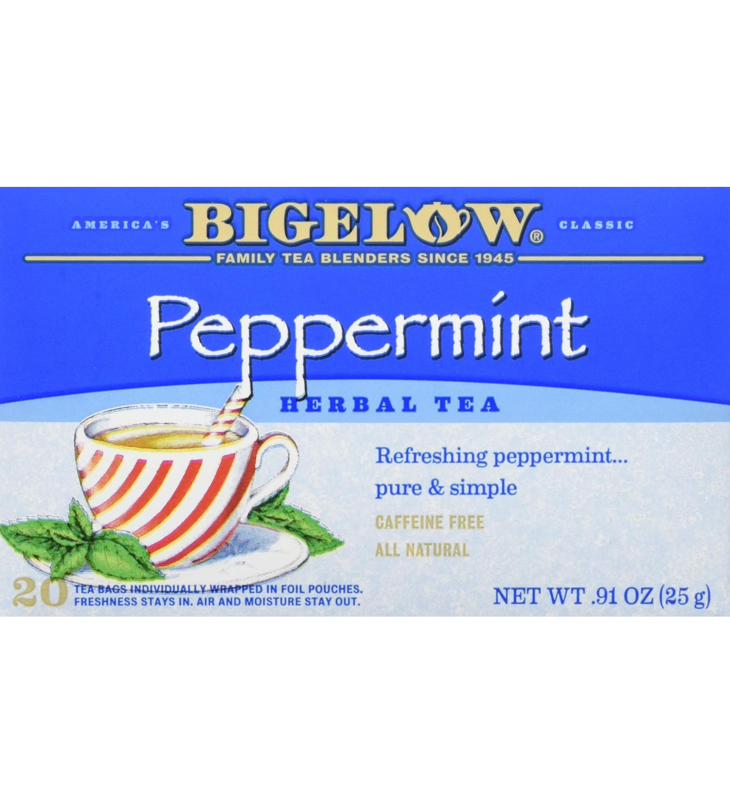 Bigelow Peppermint Herbal Tea - Caffeine Free, 20 Count (Pack of 6) - 120 Total Tea Bags - Buy Online on GoSupps.com