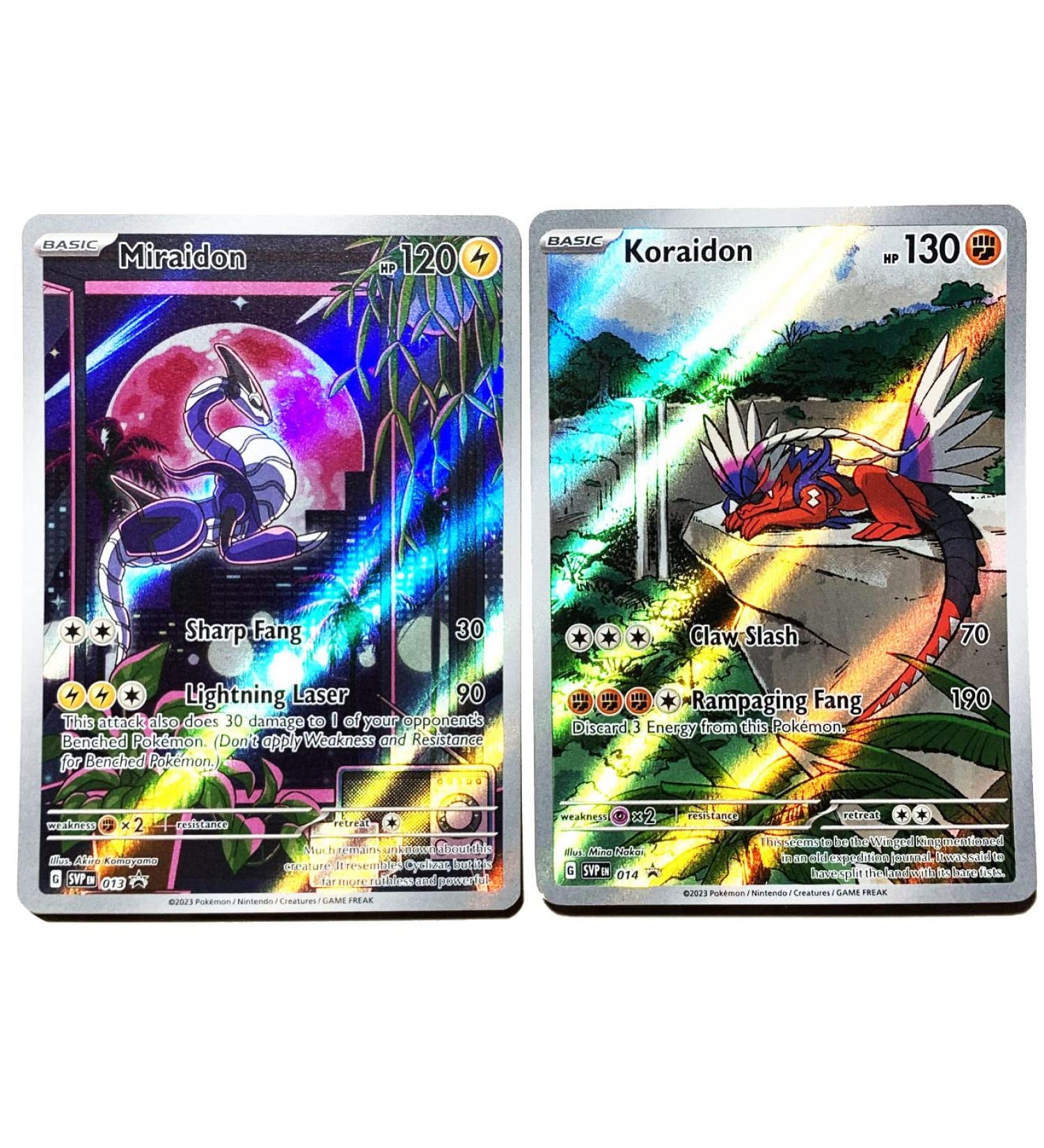 Miraidon & Koraidon - Scarlet & Violet - SVP013 - SVP014 - Black Star Promo Pokemon Card Lot - Illustrator Holo Foil