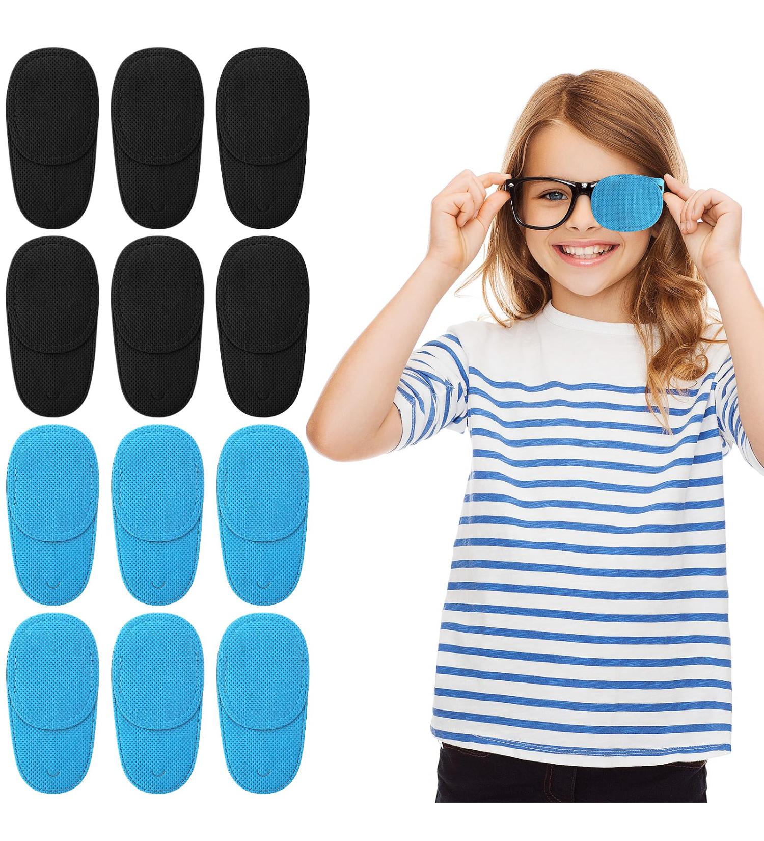 Comnico 12-Pack Flat Eye Flaps for Lazy Eye Treatment - Blue & Black Options for Children | Strabismus Eye Care for Boys & Girls - Buy Online on GoSupps.com