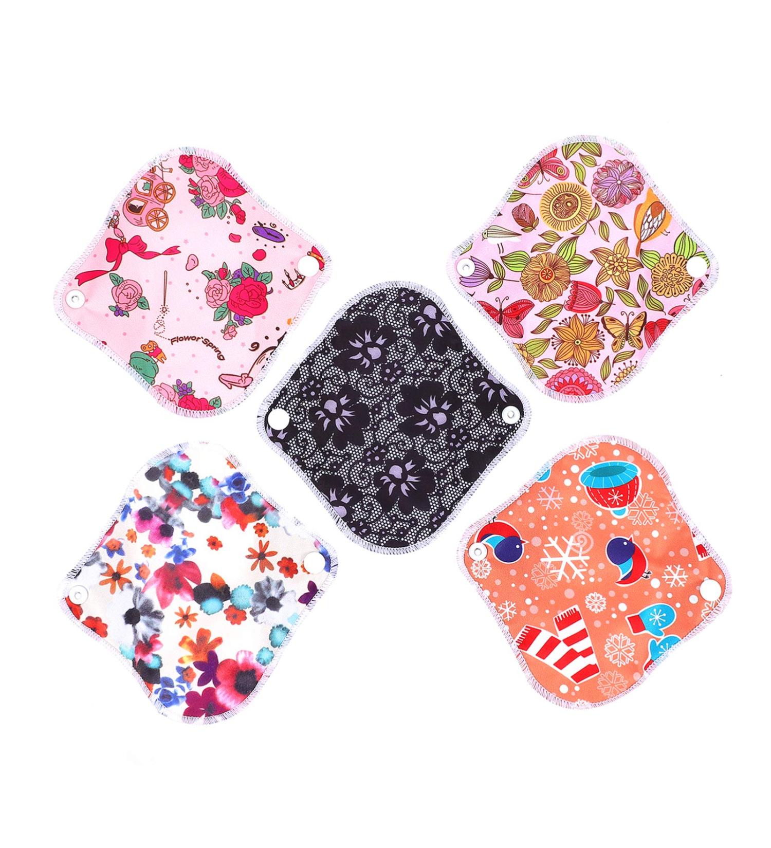 Heallily Ladies 5pcs Charcoal Menstruation Pads - Sanita Panty Liners for Regular to Heavy Flow | Eco-Friendly Cloth Pads - Buy Online on GoSupps.com