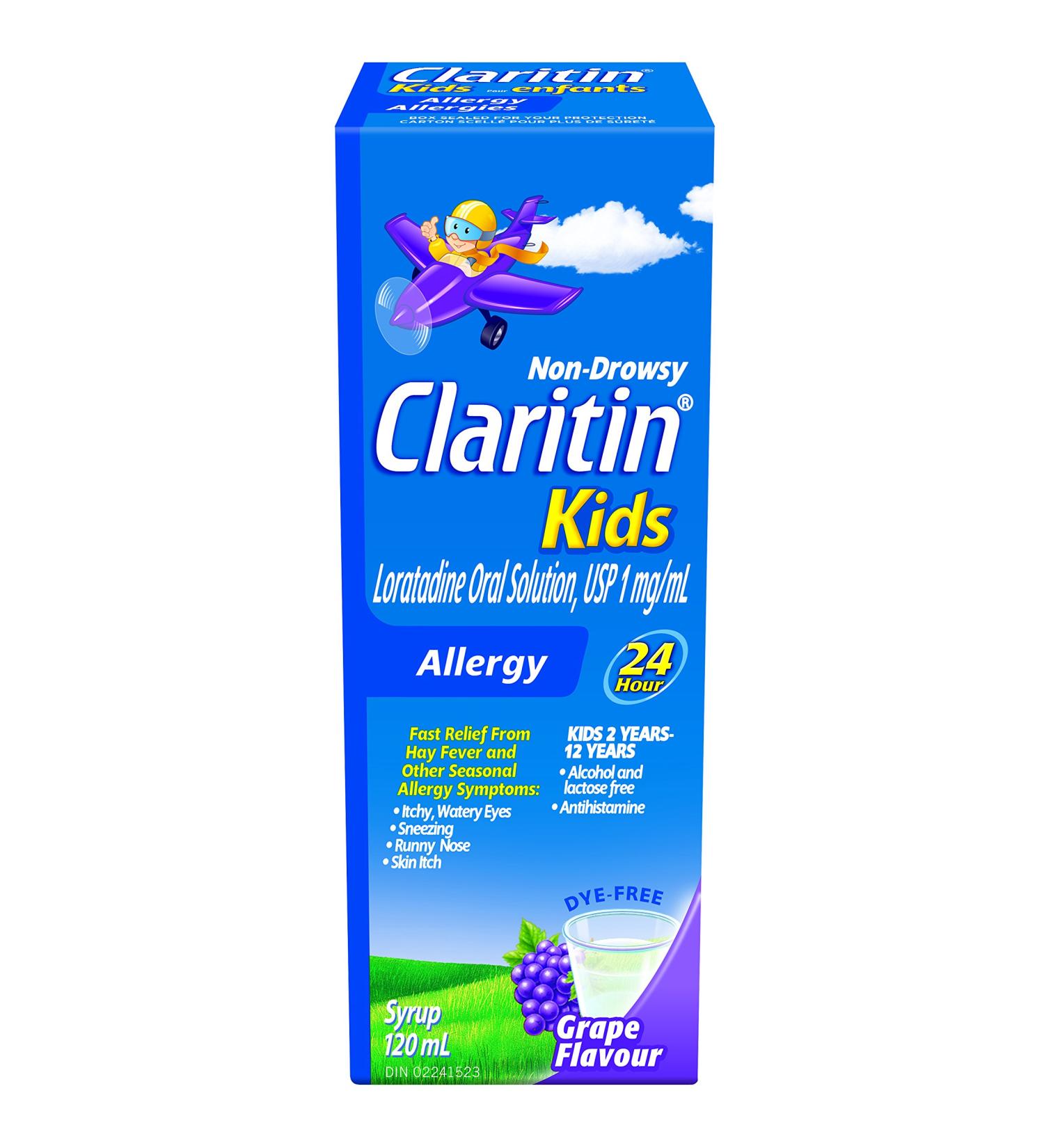 Claritin Kids Syrup Allergy Medication - 24 Hour Non-Drowsy Kids Allergy Medicine Antihistamines For Kids Fast Allergy Relief Of Itchy Watery Eyes Sneezing Runny Nose Itchy Skin and Hives 120mL - Buy Online on GoSupps.com