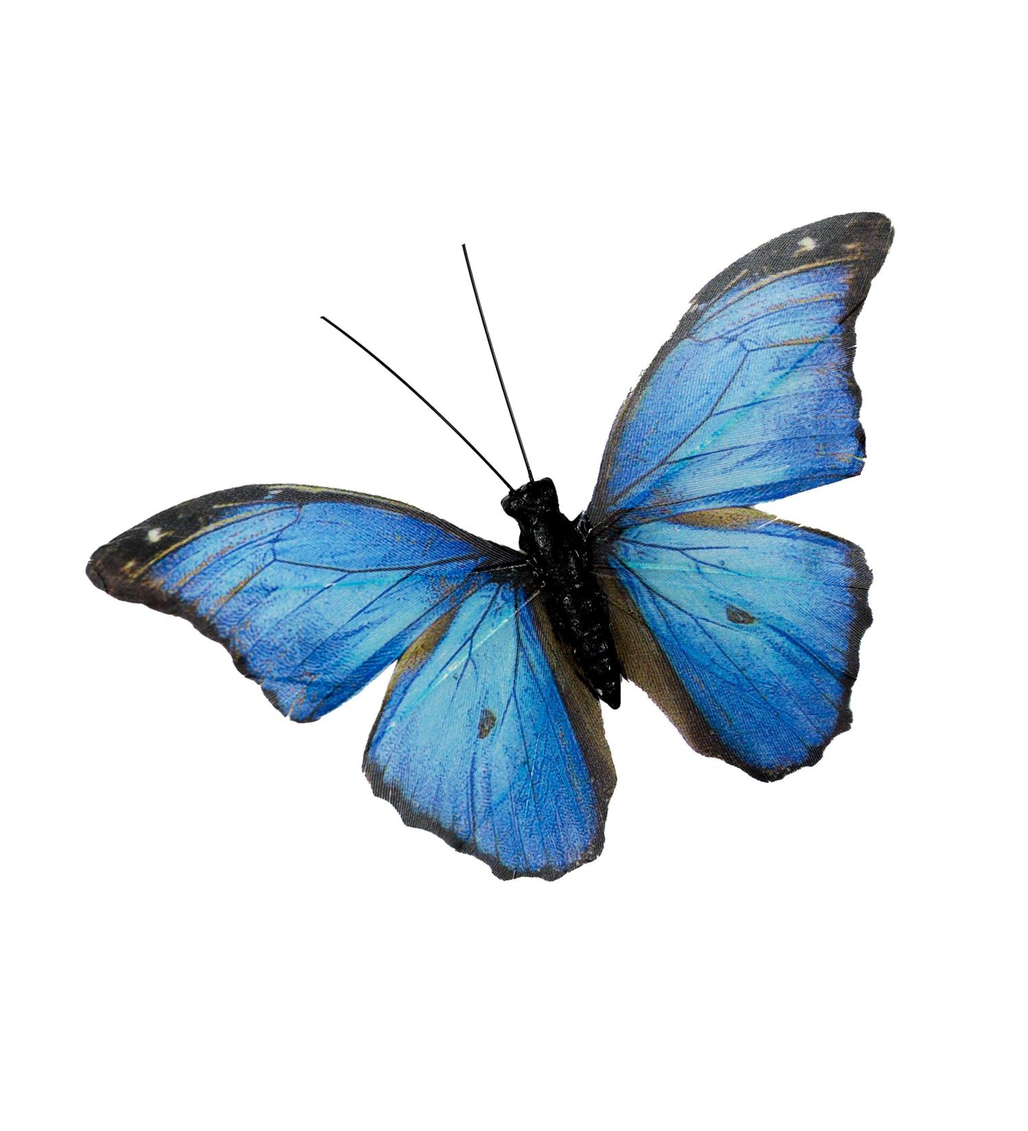 Morpho Butterfly Feather Butterflies on Picks - Set of 12 Halloween & Thanksgiving Decorations - Buy Online on GoSupps.com