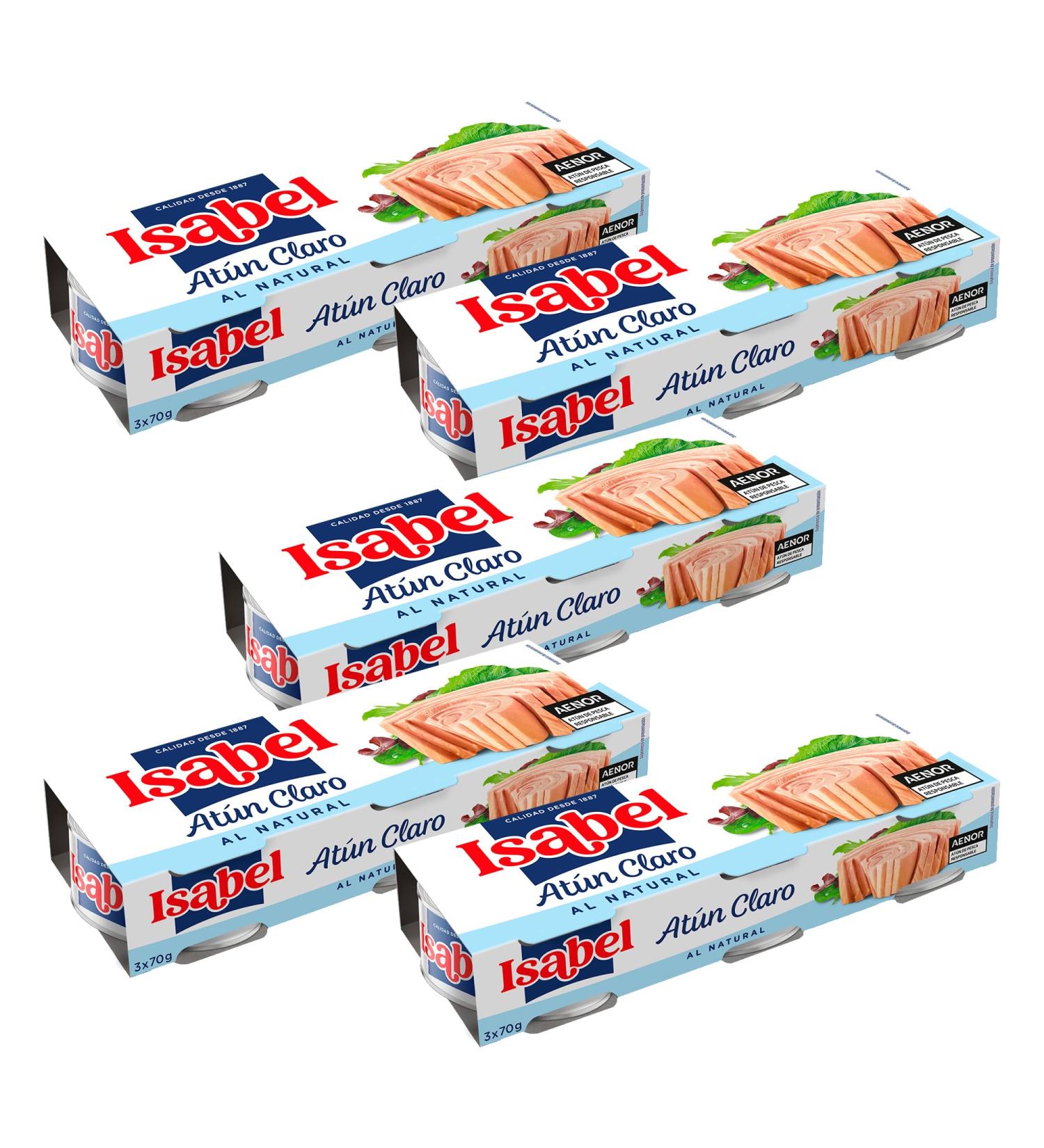 Isabel Light tuna in natural 1 pack of 5 boxes of 3 boxes of 65 g - Buy Online on GoSupps.com