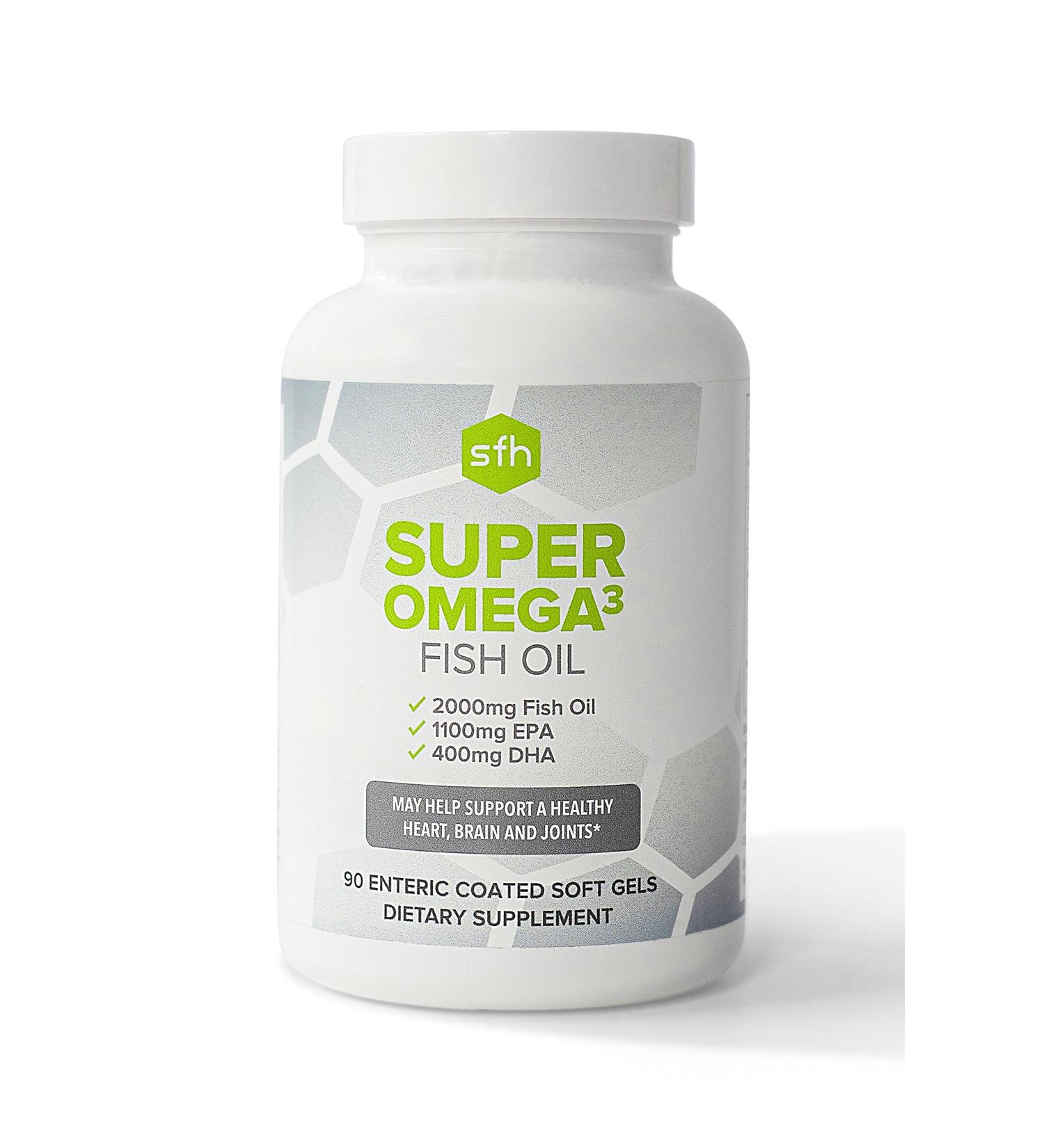 SFH Super Omega 3 Fish Oil Capsules Highly Concentrated 2000mg Omega 3 | Sustainably Sourced Alaskan Pollock Fish Oil for Heart Joint Brain Health (Capsule 90ct) 90 Count (Pack of 1) - Buy Online on GoSupps.com