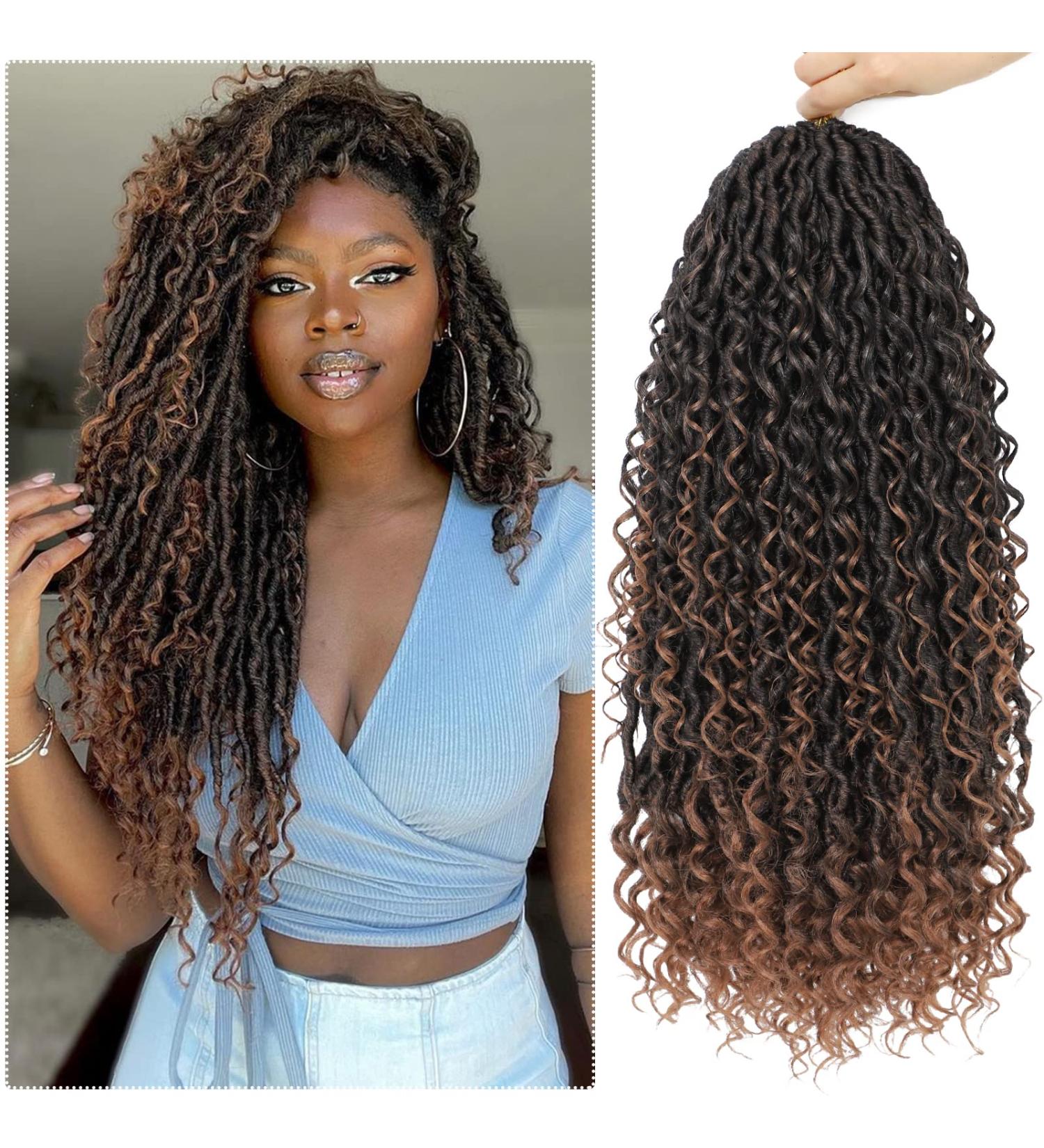 6 Packs 22 Inch Curly Faux Locs Crochet Hair - Boho Style Goddess Locs Synthetic Braids - T1B/30 (Pack of 6) - Buy Online on GoSupps.com