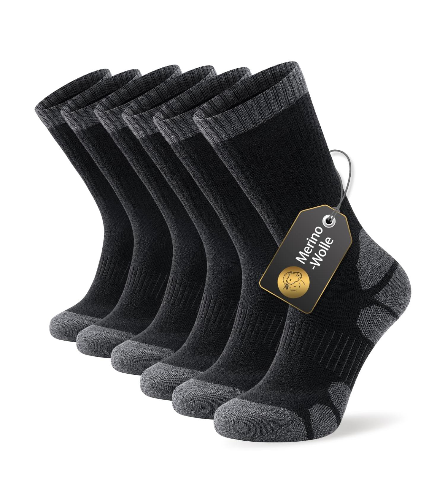 Alaplus Merino Wool Socks - Warm Hiking Socks for Men & Women | Thermo Socks - 3 Pairs (43-46 A18 Black) - Buy Online on GoSupps.com