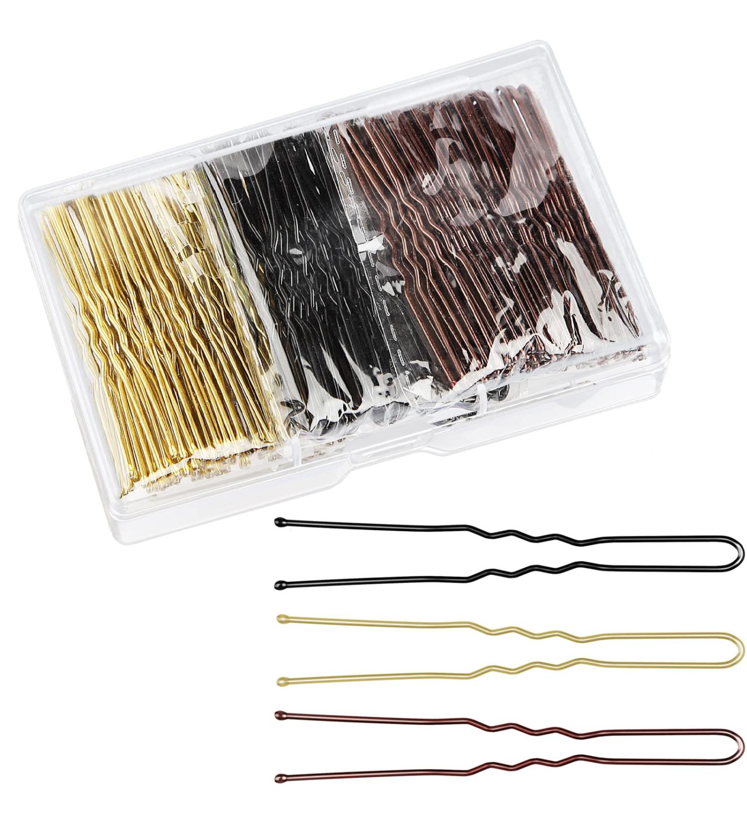 150pcs Mbsomnus U-Shaped Hair Pins Set with Storage Box - Blonde Brown Black 6cm Bobby Pins for Women Girls - Buy Online on GoSupps.com