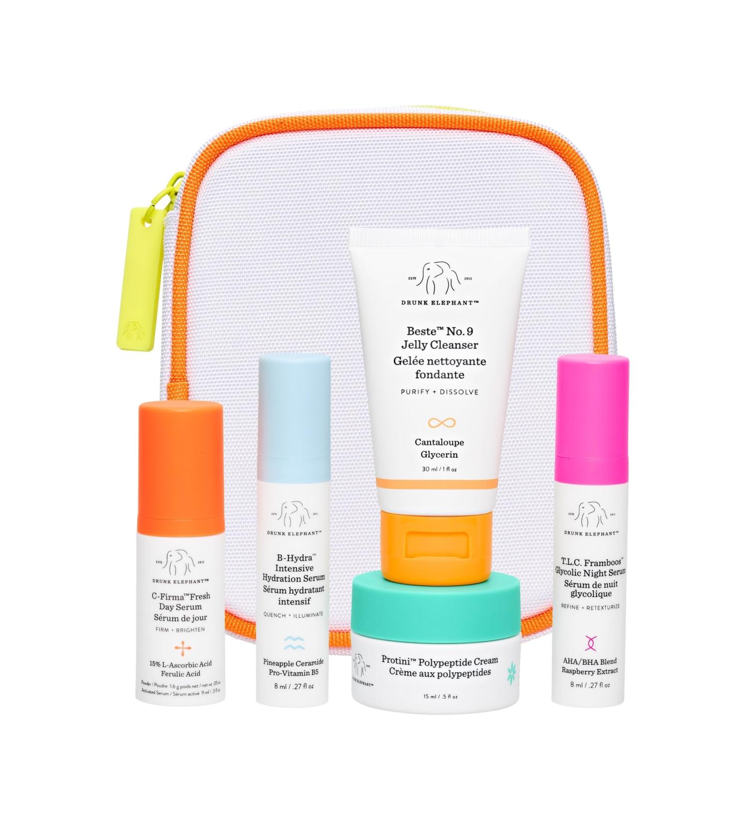 Drunk Elephant The Littles Kit - 5 Travel-Friendly A.M. and P.M. Essentials - Clean Clinical Skincare - Cruelty-Free - Dermatologist-Tested - Free of Essential Oils Silicones and Fragrance - Buy Online on GoSupps.com