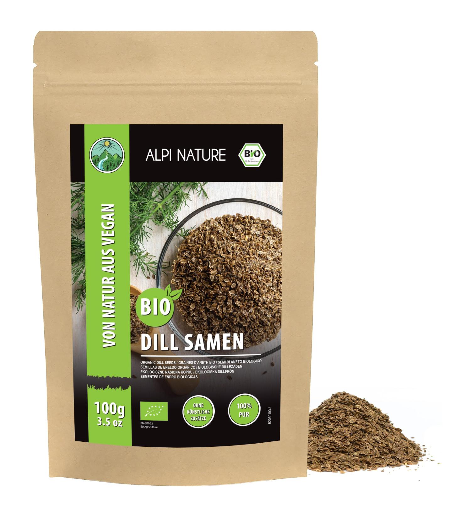 Alpi Nature Aneth Graines BIO 100g Graines d'Aneth bio Enti res Crues pour la Cuisine et pr paration de Th  - Buy Online on GoSupps.com