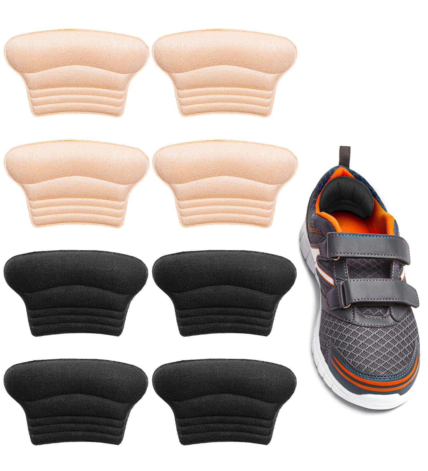 Kids Heel Grips 8 Pieces - Self-Adhesive Cushion Inserts for Too Large Shoes - Prevent Skin Rubbing and Blisters - Suitable for Toddlers, Girls, Boys, Women (2 Black+2 Skin Color) - Buy Online on GoSupps.com