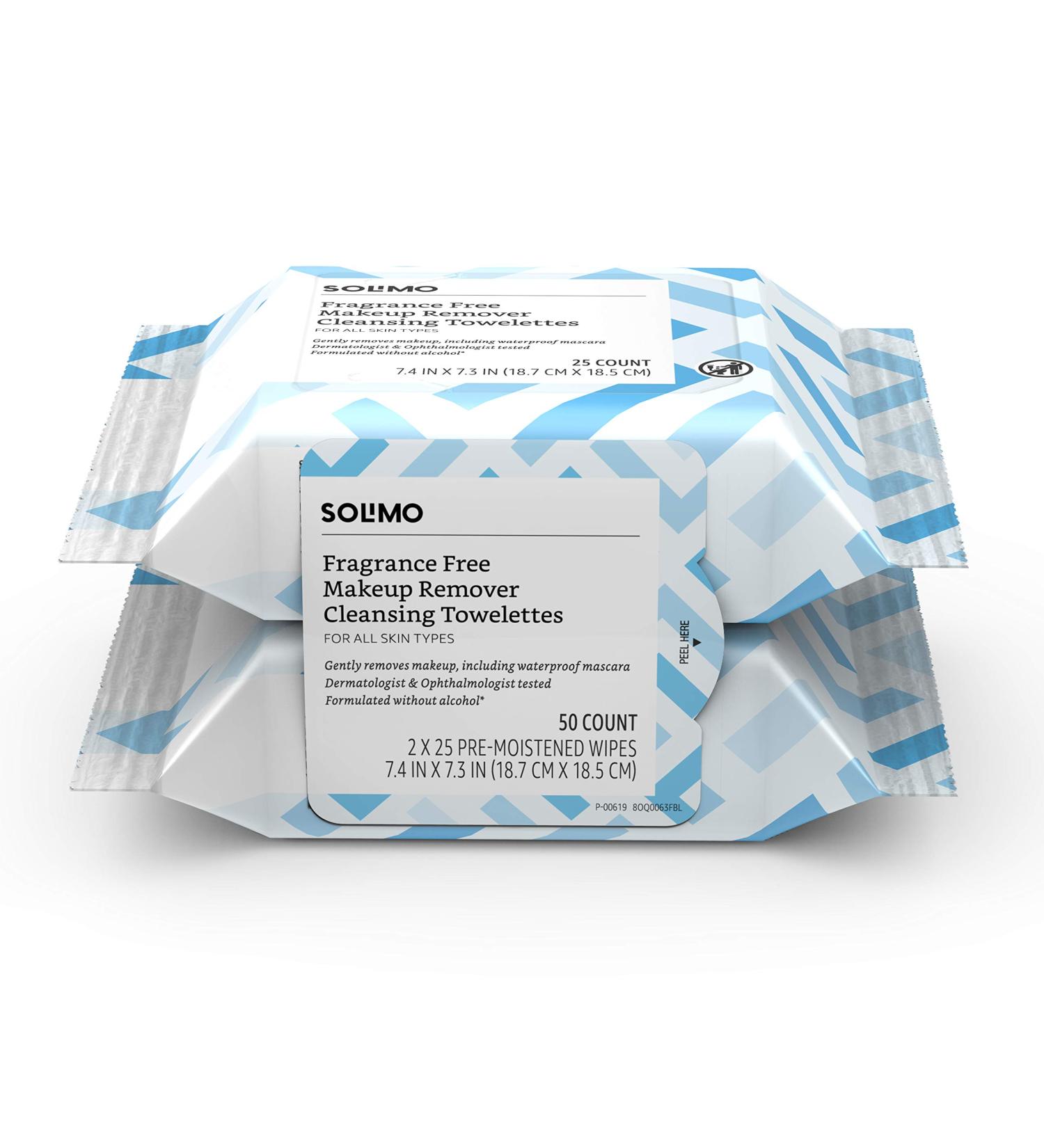 Solimo Makeup Remover Wipes - Fragrance Free 25ct (Pack of 2) - Buy Online on GoSupps.com