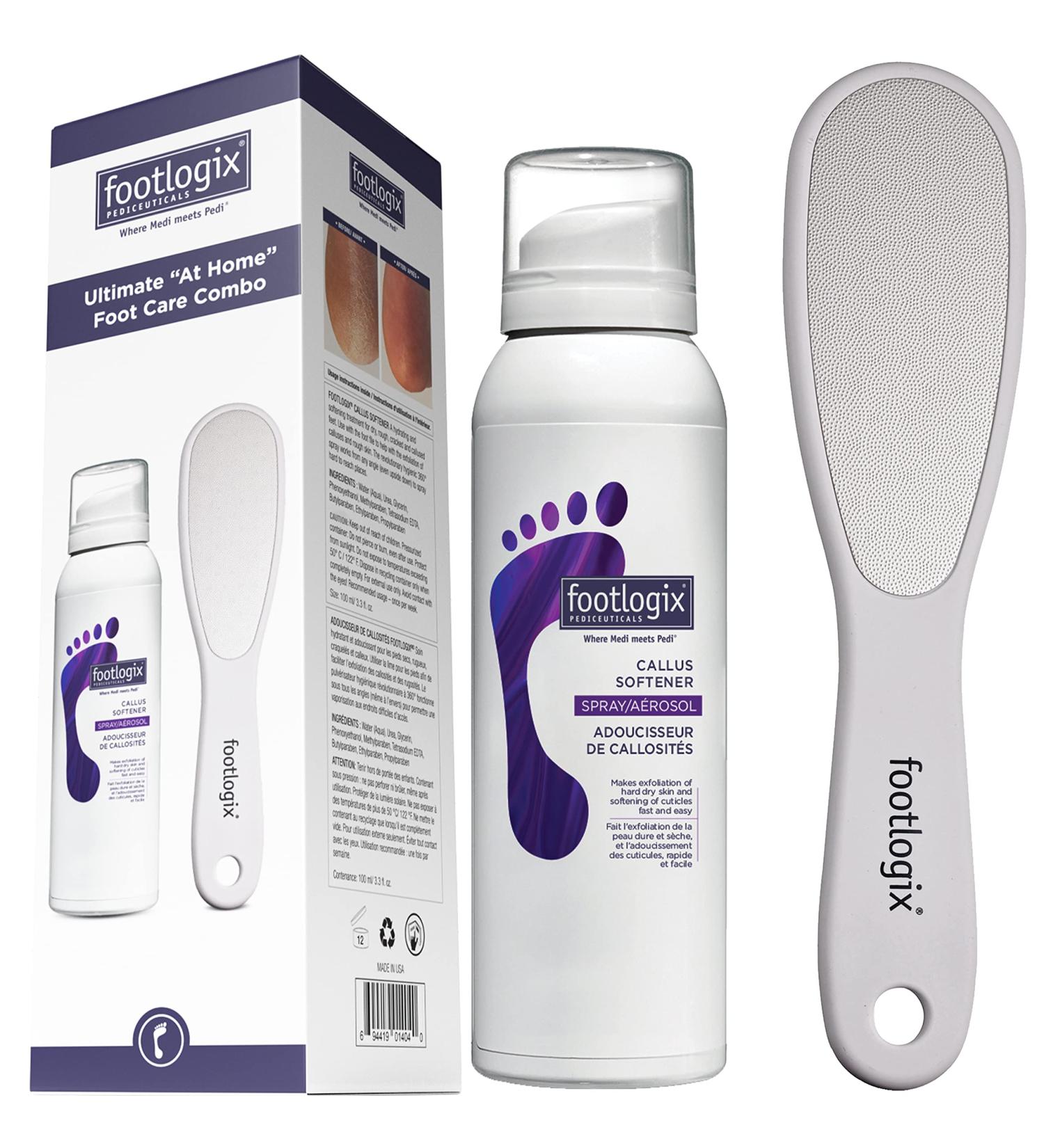Foot Care Callus Softener Combo Footlogix Spray & Double Sided File for Soft Smooth Heels | Best DIY Pedicure Exfoliator - Buy Online on GoSupps.com