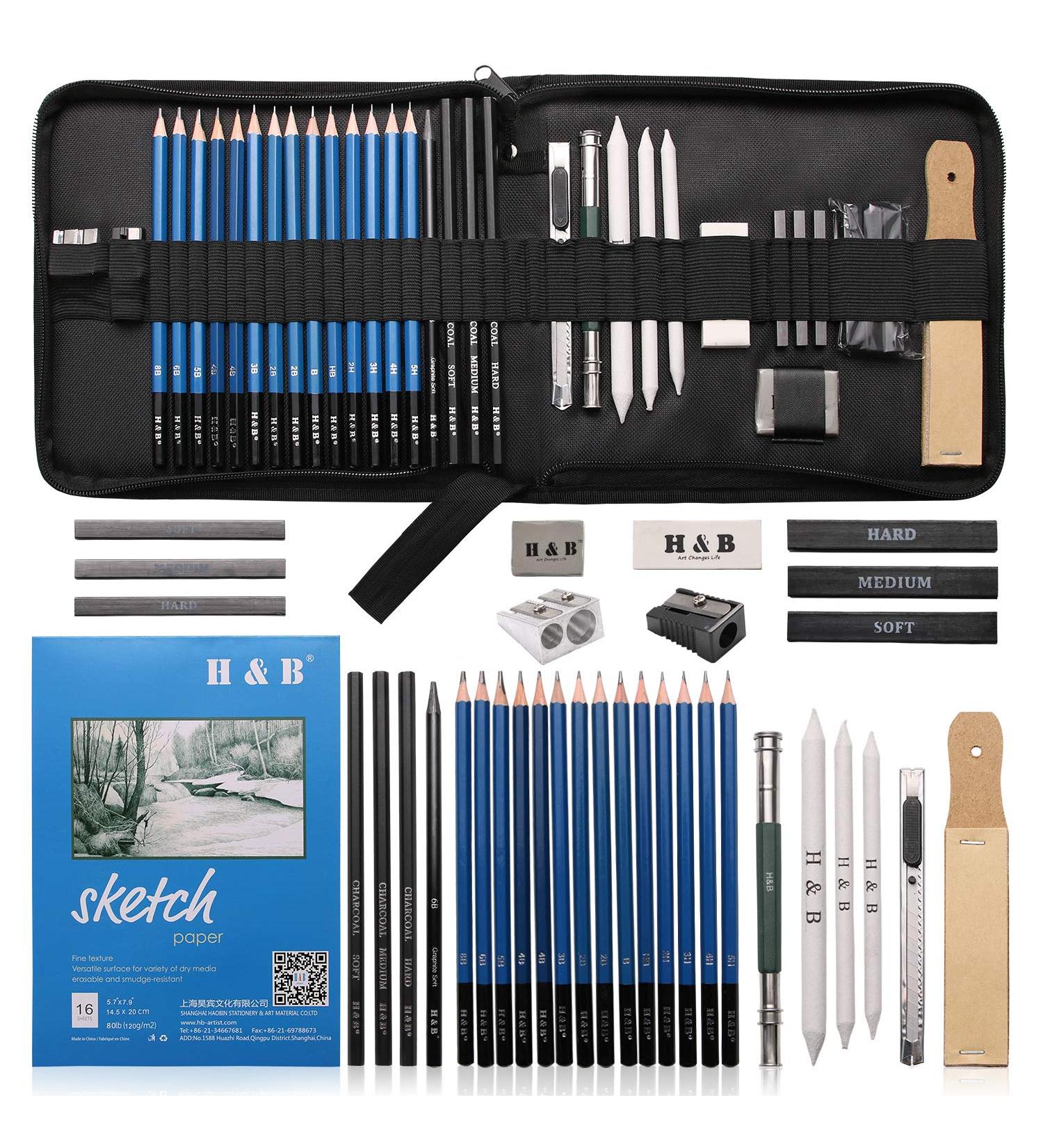 AONLSKH 35pcs Sketching and Drawing Pencils Set - Professional Art Supplies Kit for Kids & Adults - Buy Online on GoSupps.com