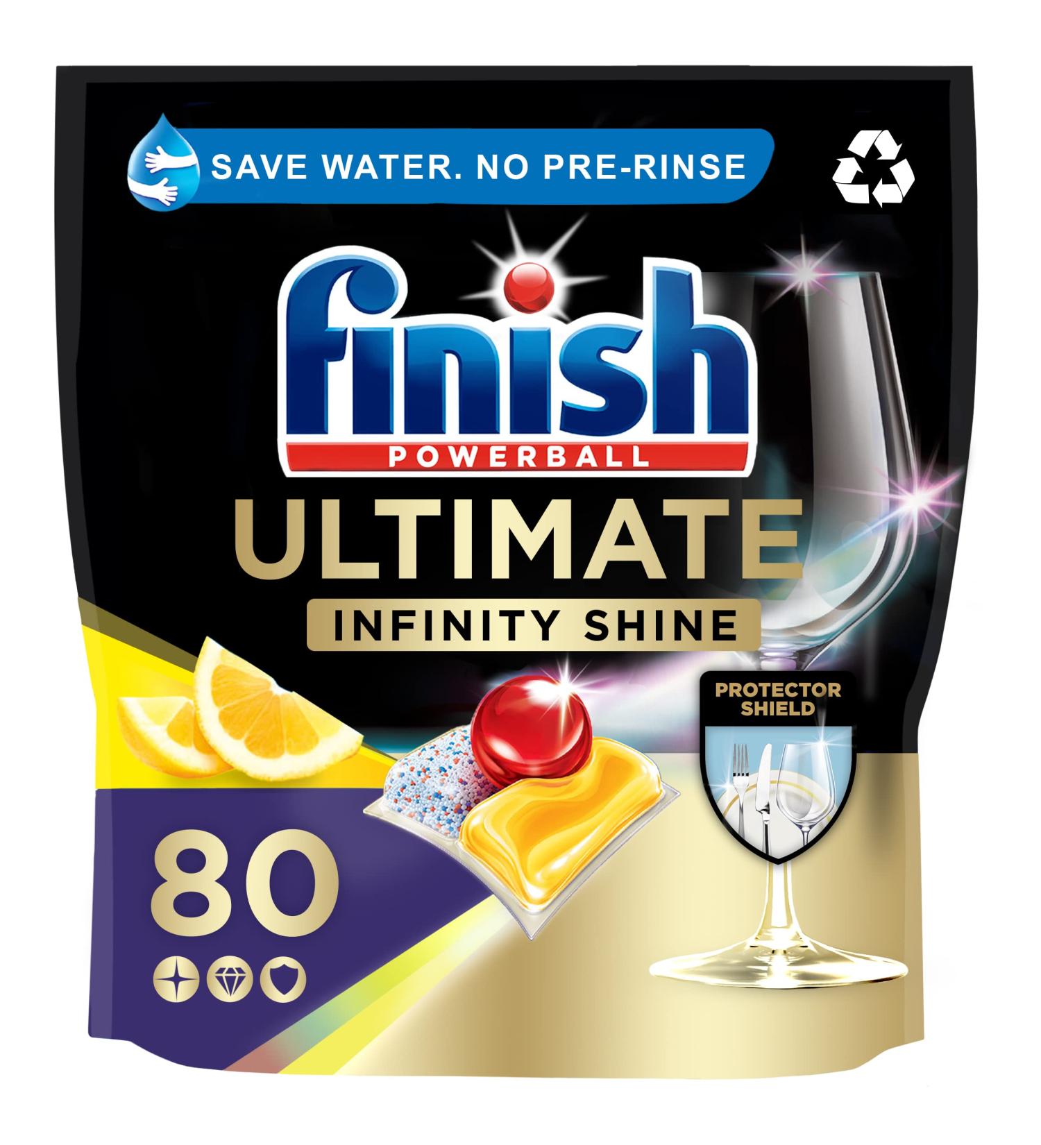 Finish Ultimate Infinity Shine Dishwasher Tablets - LEMON 80 Tablets - Buy Online on GoSupps.com