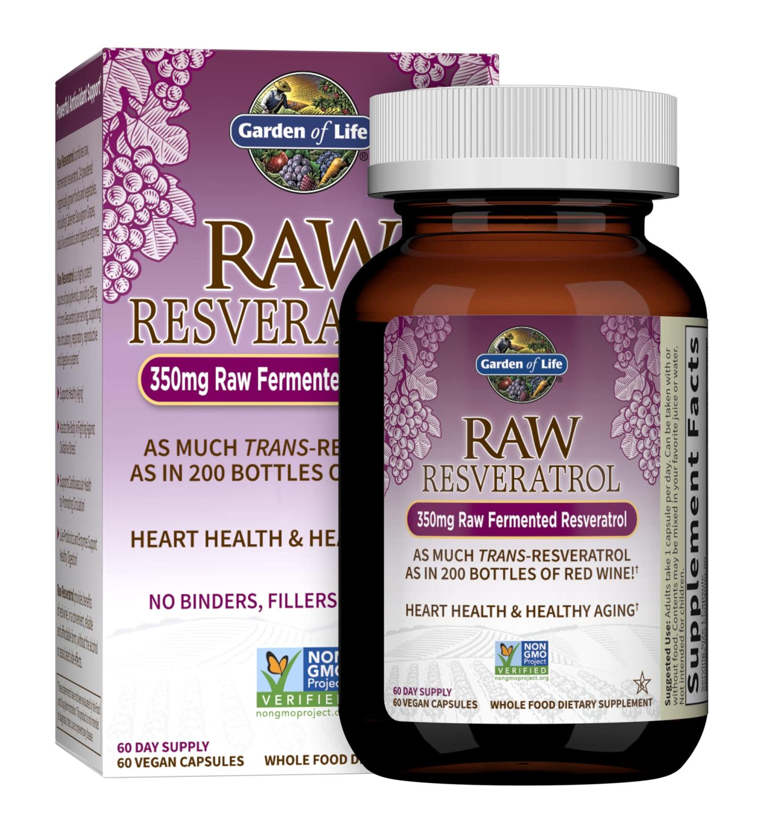 Garden of Life RAW Resveratrol 350mg - 60 Vegan Capsules | Antioxidant Support - Buy Online on GoSupps.com