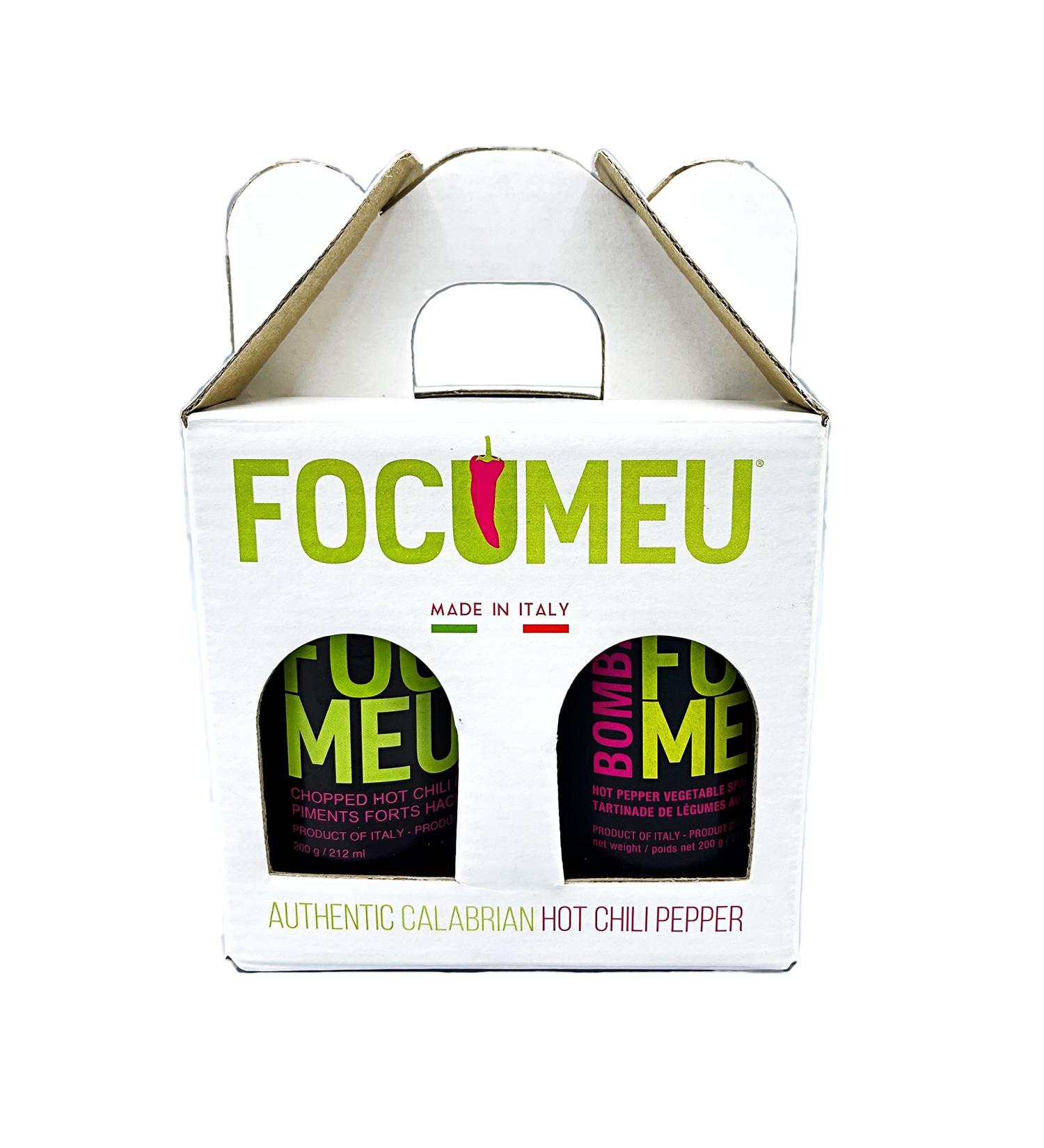 FOCU MEU -Taste of Calabria- Bomba/Chopped Hot Chili Peppers 2 pc. Gift Pack Assortment total of 424ml (14.5 oz) - Buy Online on GoSupps.com