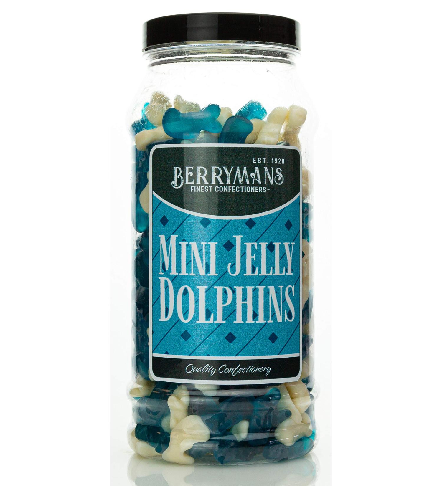 Berrymans Sweet Shop Mini Jelly Dolphins Retro Gummy Sweets Gift Jar - Classic Traditional Taste - Buy Online on GoSupps.com
