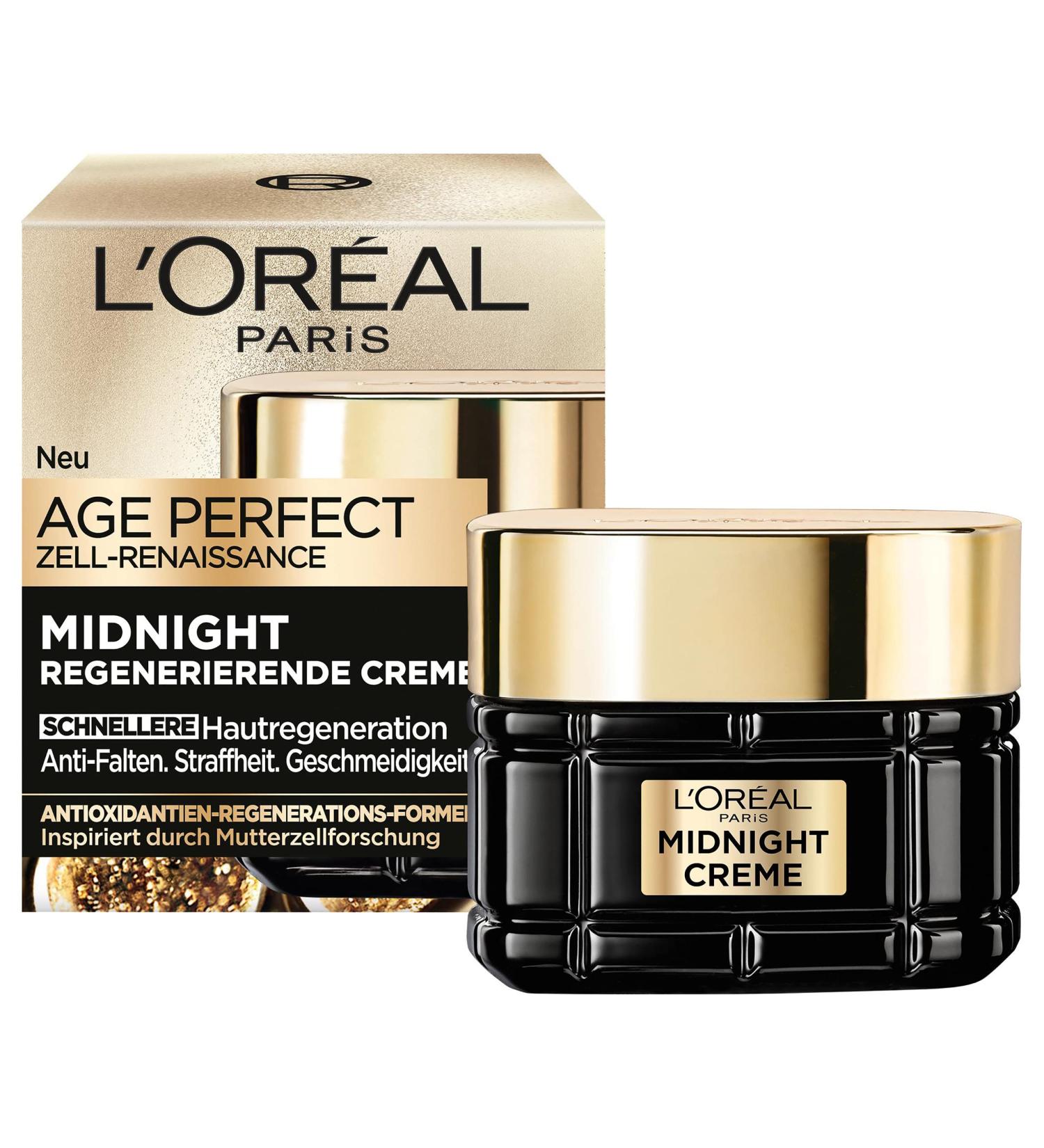 L'Or al Paris Age Perfect Zell-Renaissance Midnight Cream - Anti-Aging Facial Care for All Skin Types Reduces Wrinkles & Tightens Skin with Vitamin E - 50 ml - Buy Online on GoSupps.com