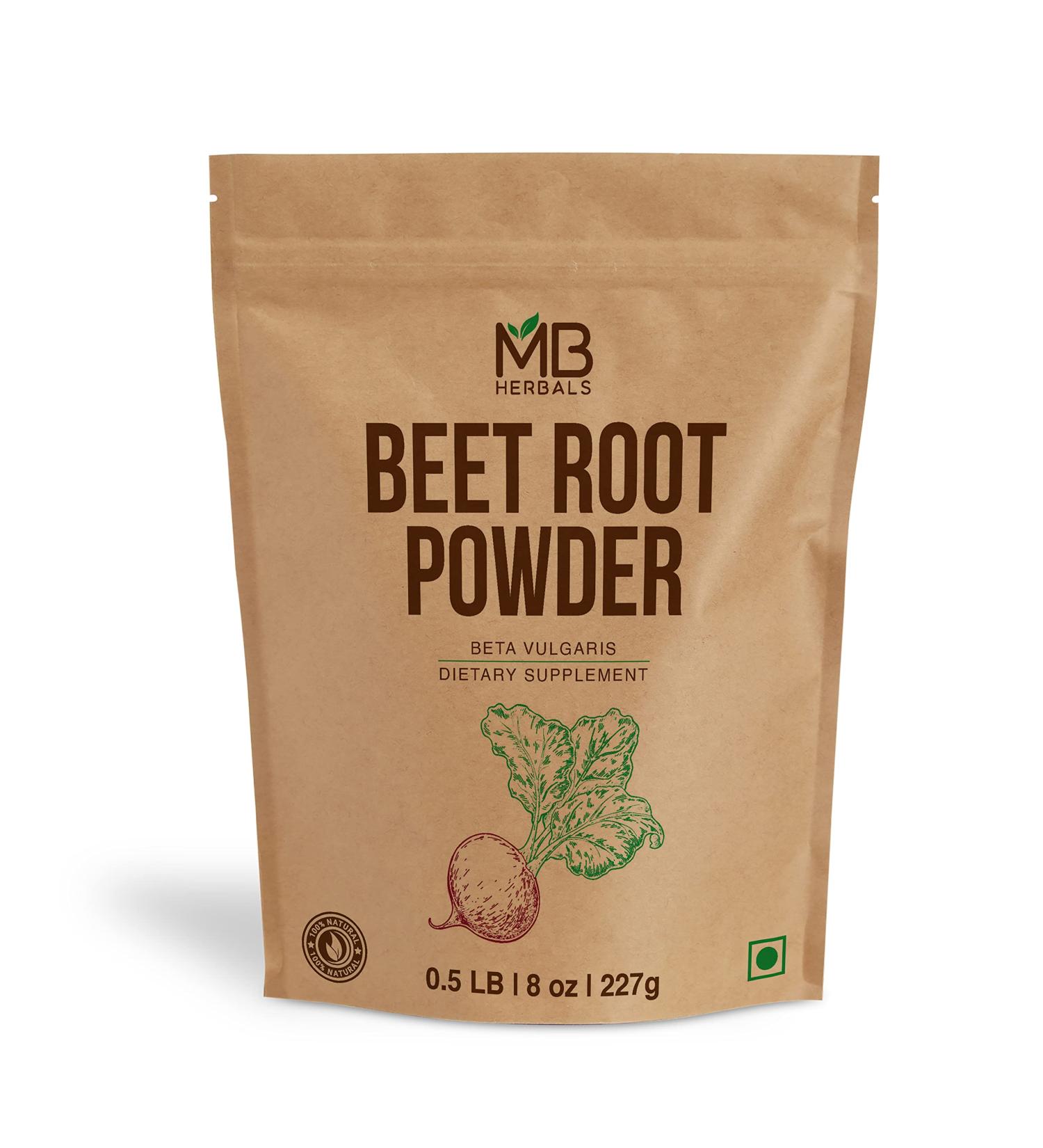 MB Herbals Beet Root Powder 8 oz (0.5lb) | Instantly Dissolves Water Soluble Beetroot Powder for Smoothies & Baking | Gluten Free