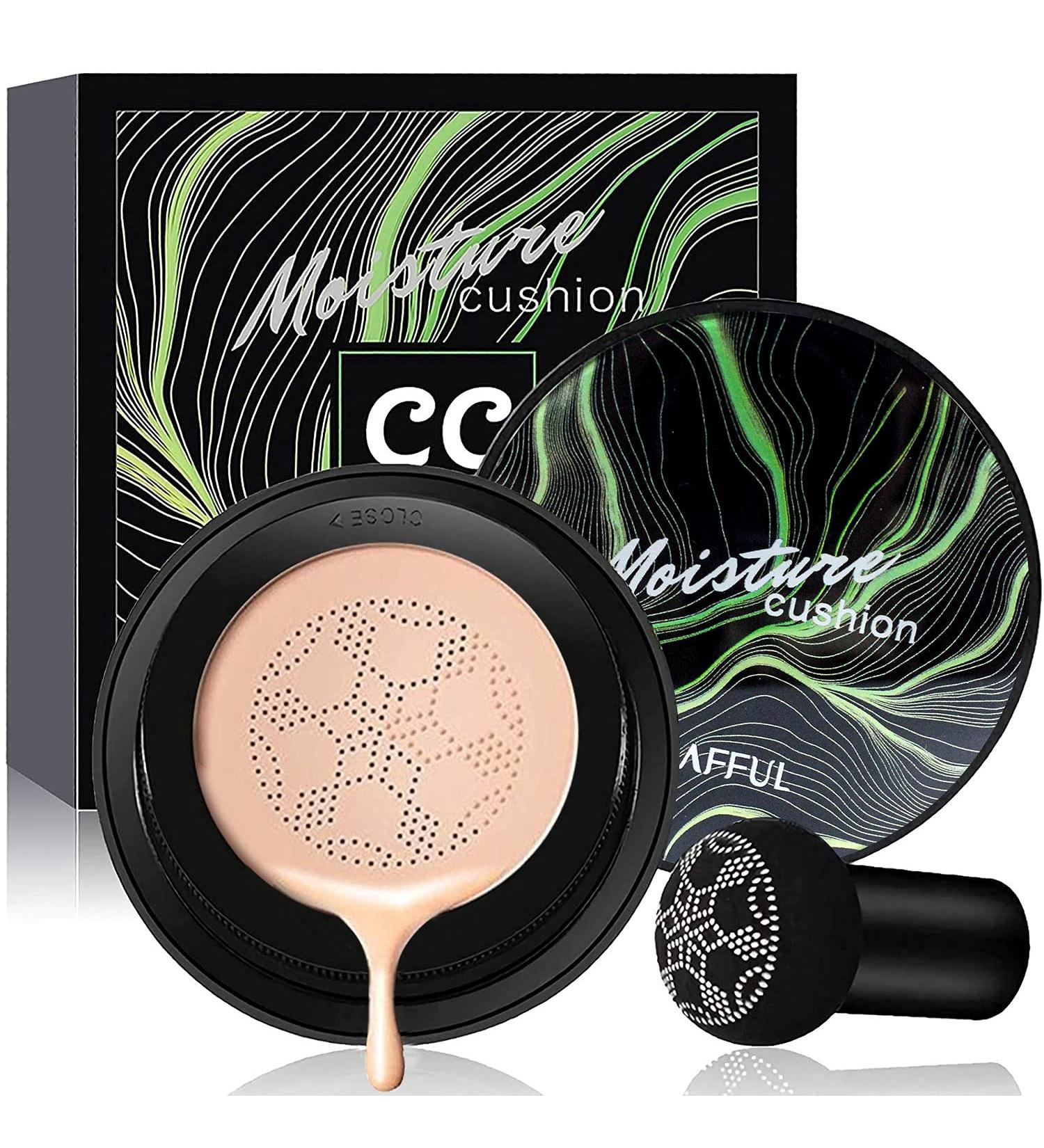 Mushroom Head Foundation & Air Cushion CC Cream Set - Long Lasting Moisturizing Concealer with Makeup Sponge | Ivory & Ivory White - International Shipping - Buy Online on GoSupps.com