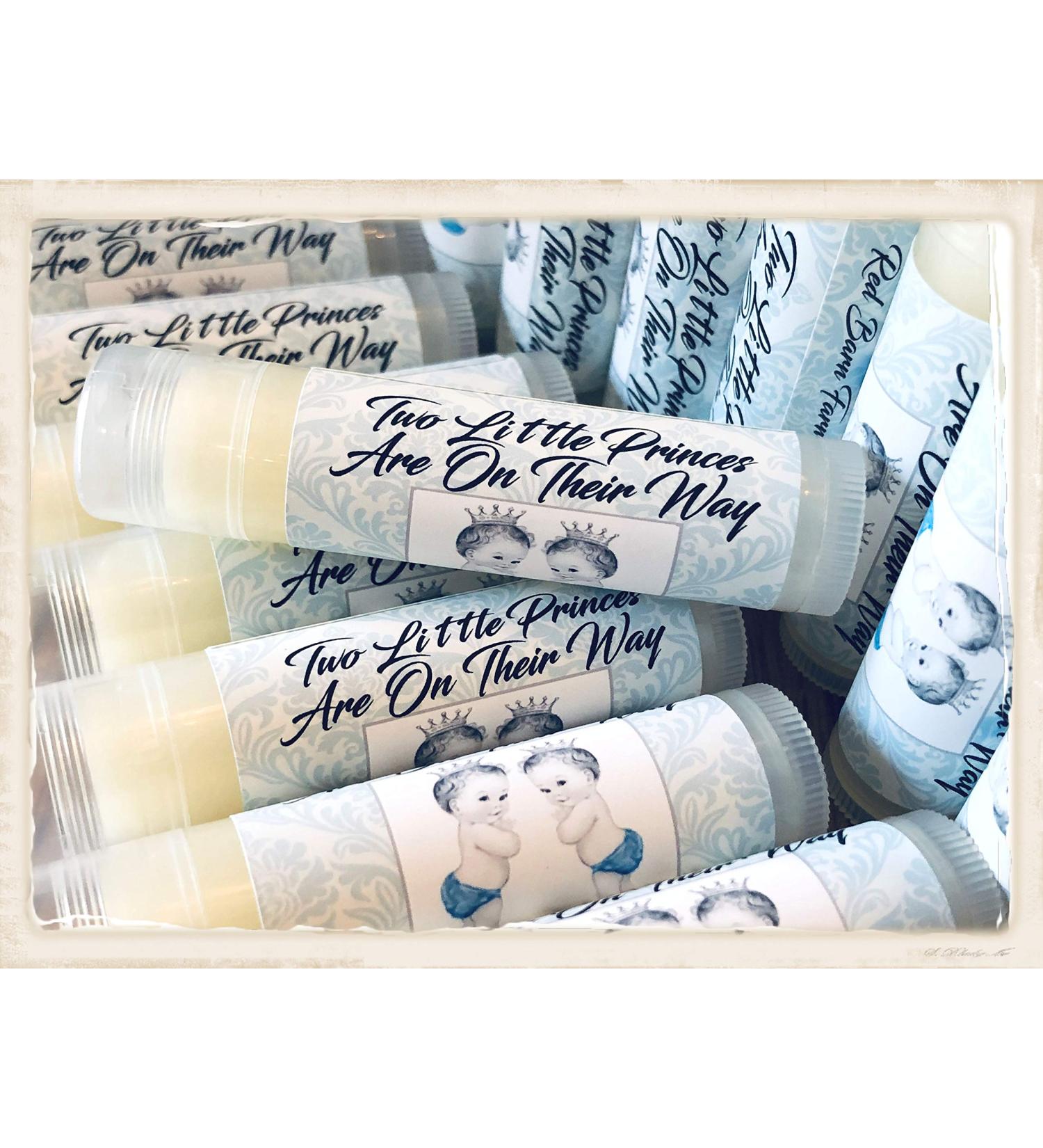 20 BOY TWINS Themed Baby Shower Lip Balms Twin